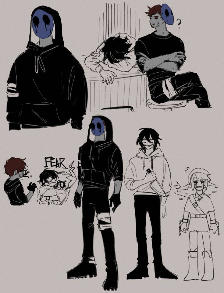 Eyeless Jack, anime character sheet, masked figure, SD Phone Wallpaper
