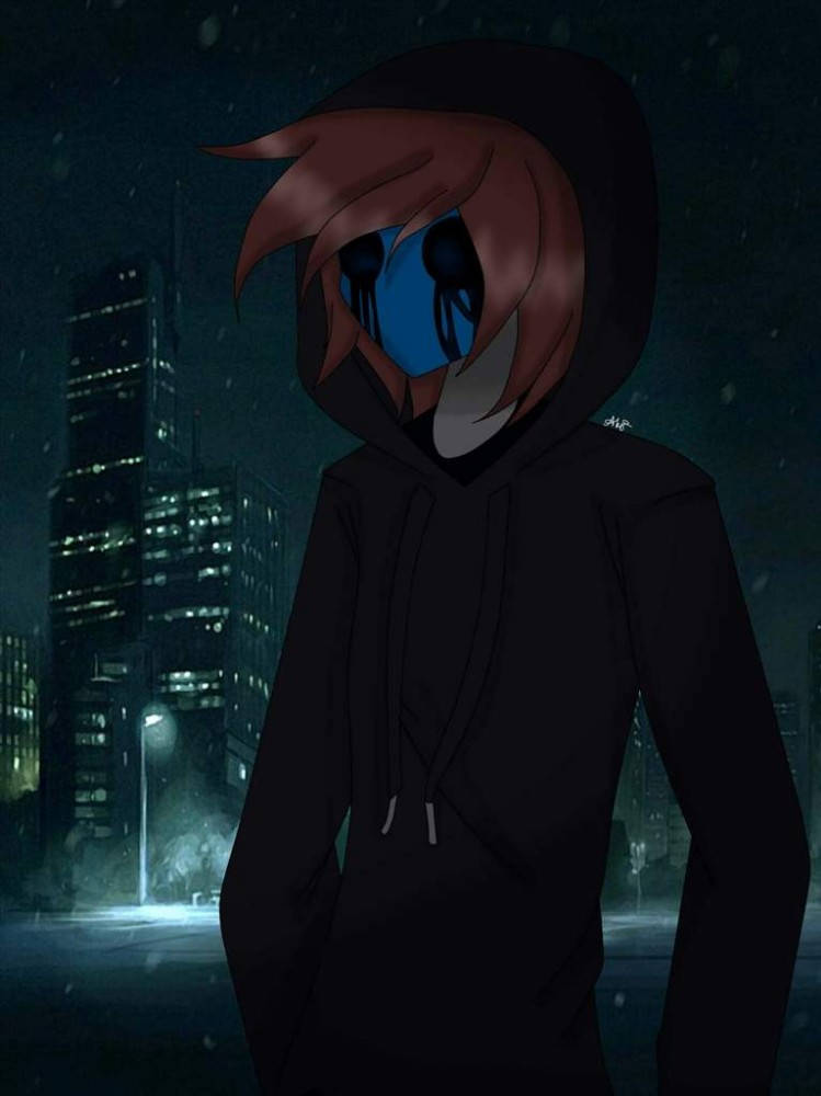 Eyeless Jack, city, snowy urban night, SD Phone Wallpaper