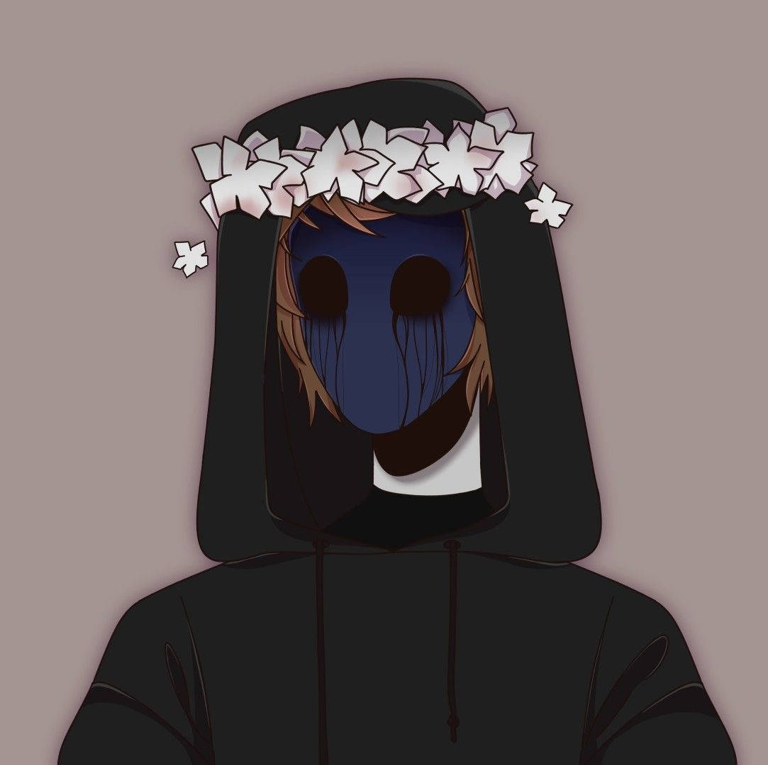 Eyeless Jack, blue masked face, white flower crown, SD Desktop Wallpaper