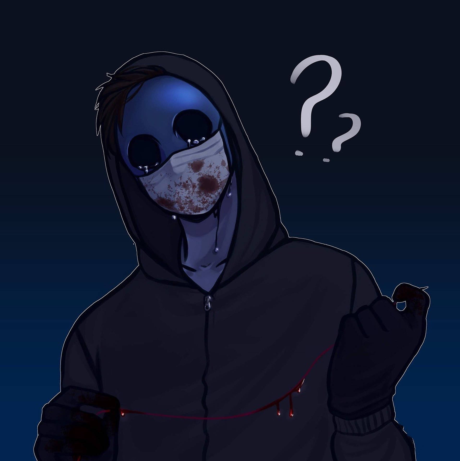 Eyeless Jack, blue mask, bloodstained face mask, Full HD Phone Wallpaper