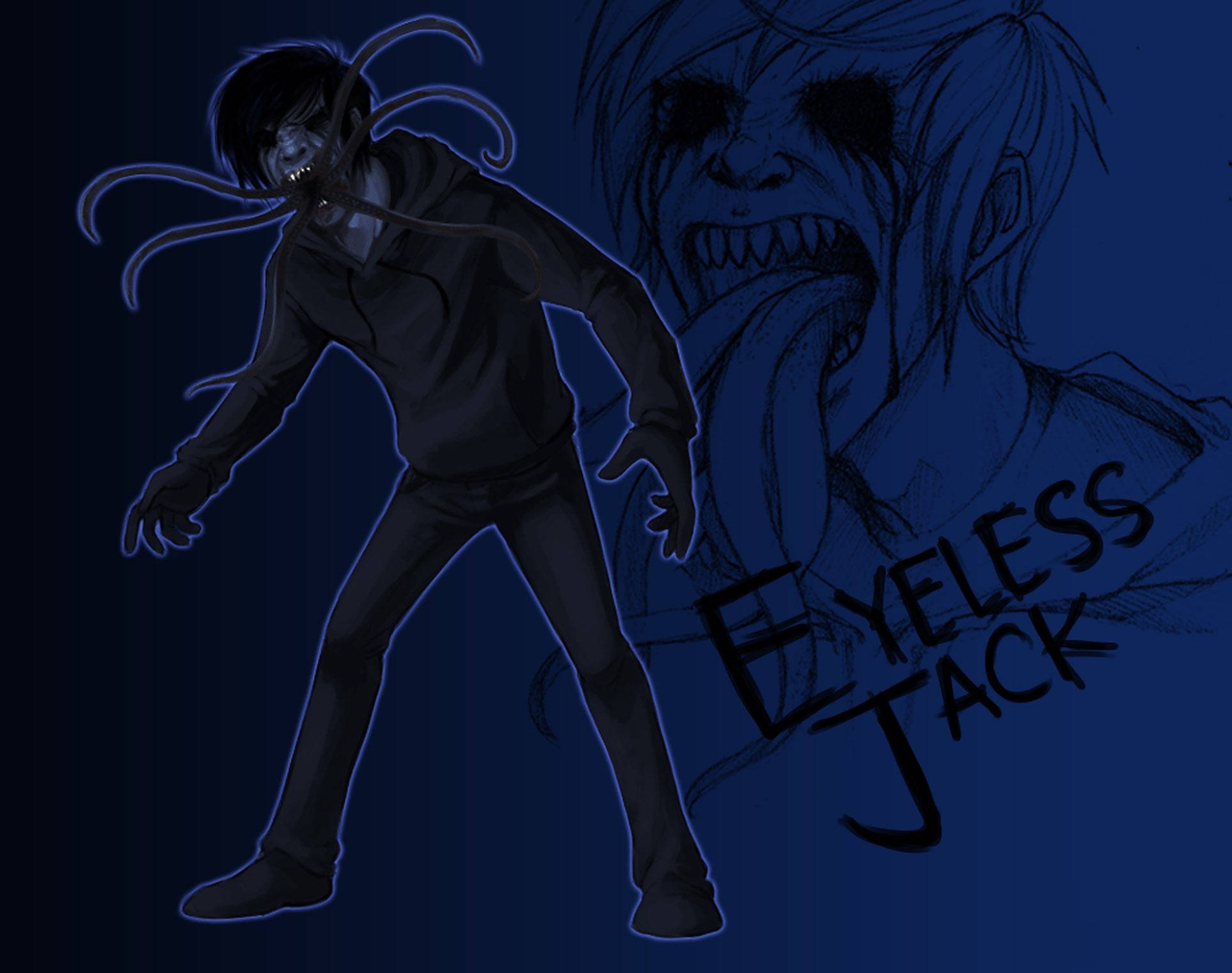 Eyeless Jack, anime-style creature, tentacles, Full HD Desktop Wallpaper