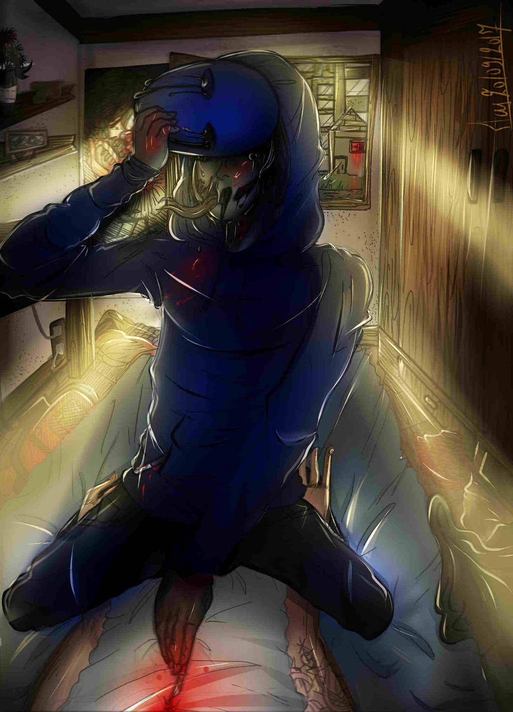Eyeless Jack, blue suit, red glowing eyes, HD Phone Wallpaper