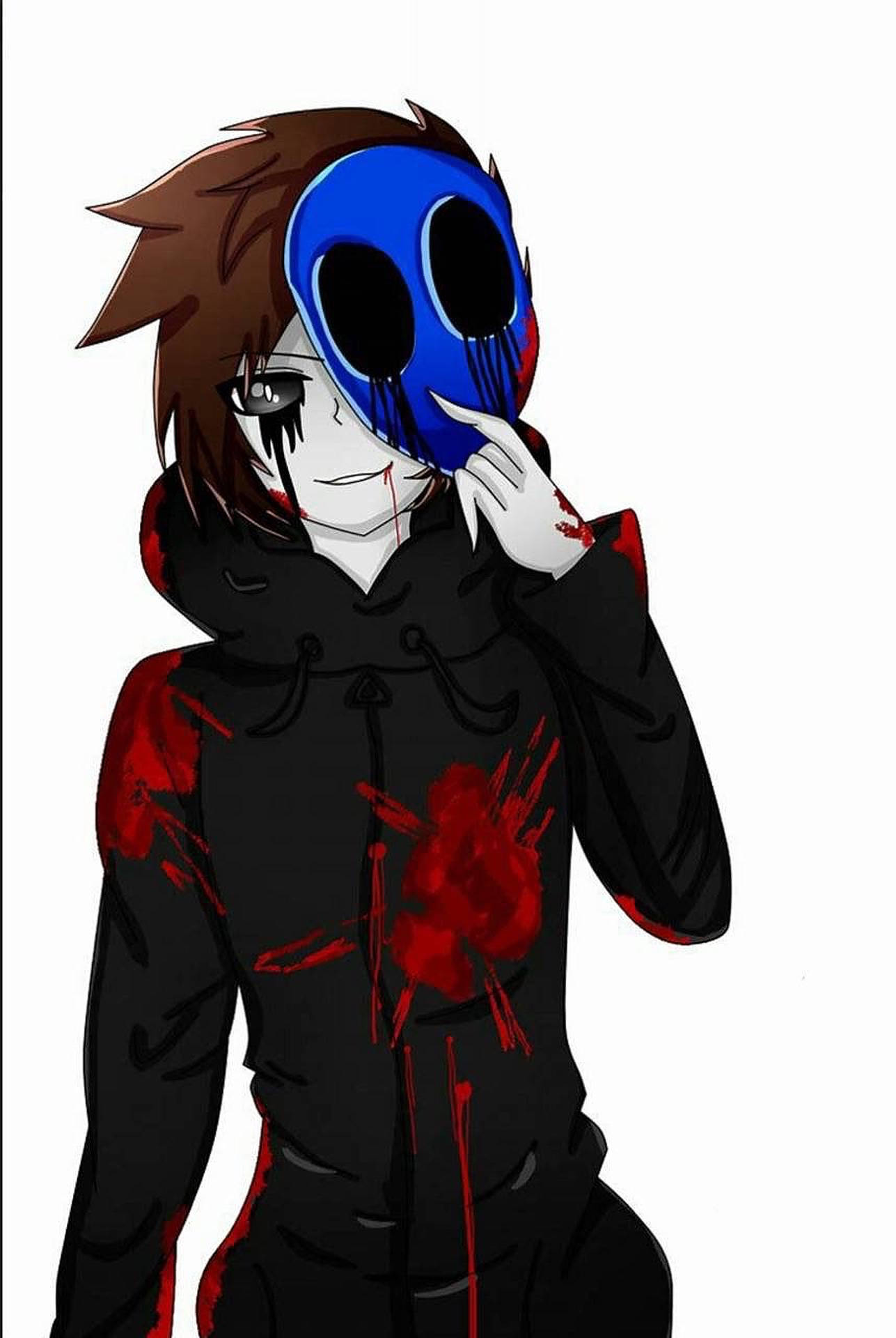 Eyeless Jack, brown hair, blue skull mask, Full HD Phone Wallpaper