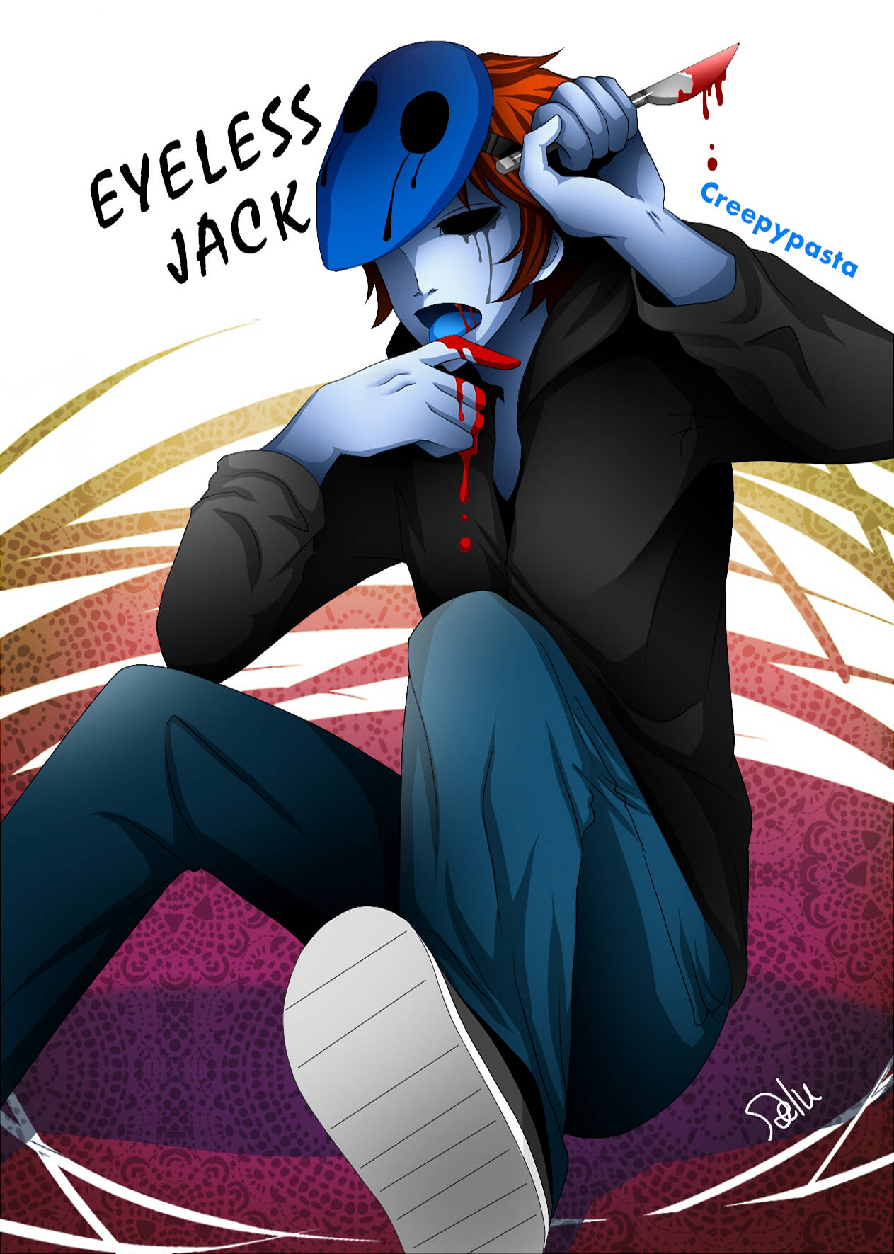 Eyeless Jack, blue-skinned, skull mask, HD Phone Wallpaper