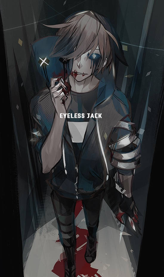 Eyeless Jack, cybernetic eye, bloodied mouth, SD Phone Wallpaper