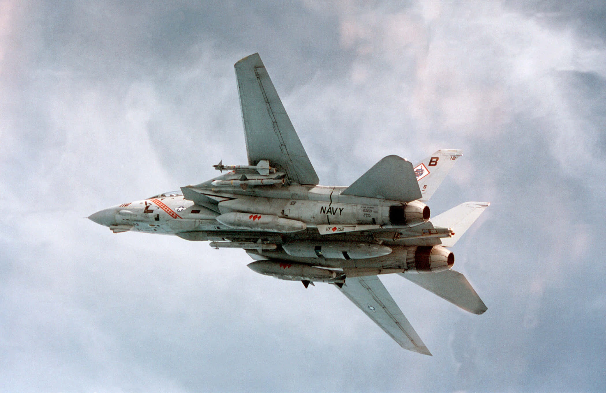 F-14 Fighter Jet, gray, cloudy sky, Full HD Desktop Wallpaper