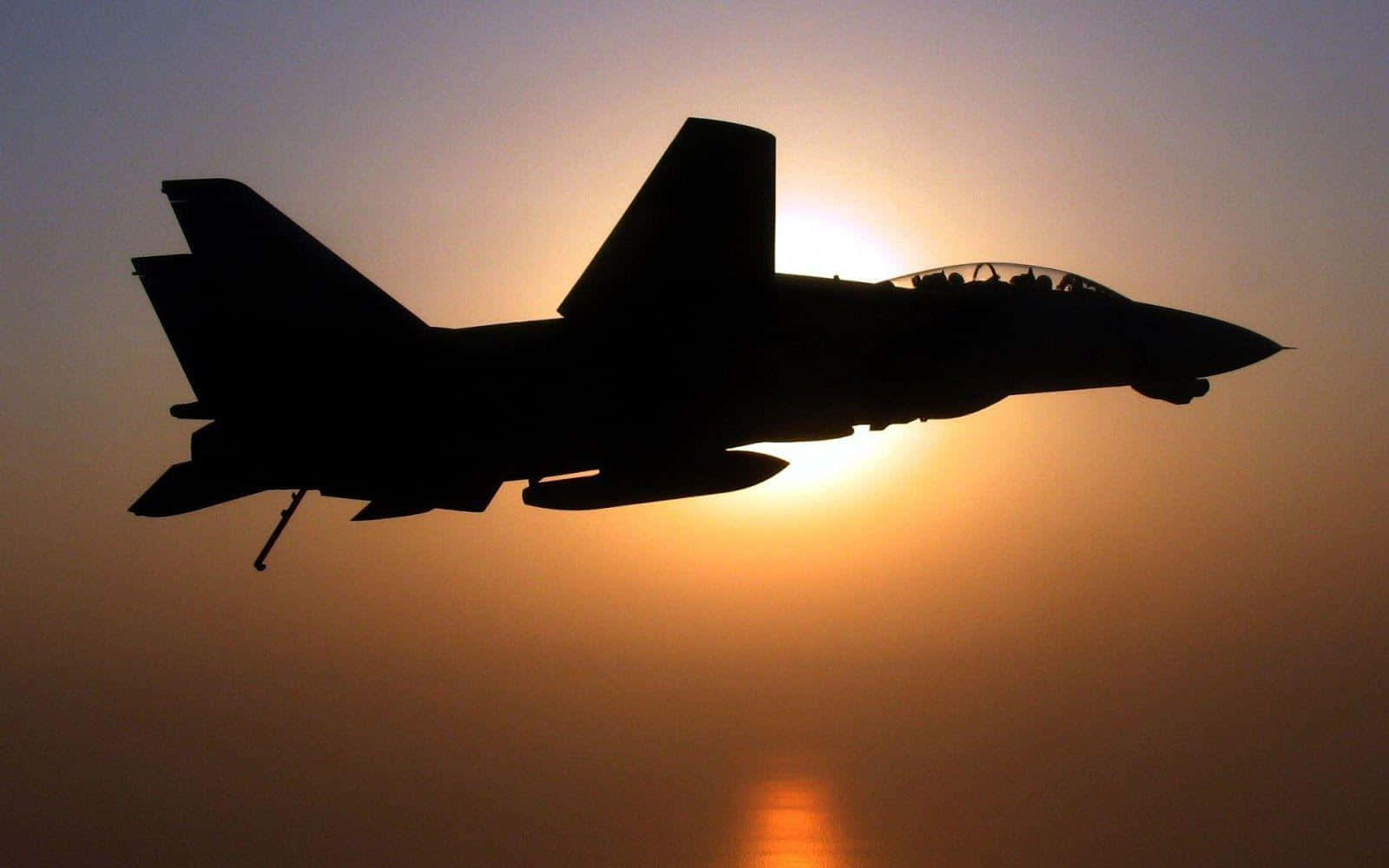 F-14 Fighter Jet, silhouette, sunset, HD Desktop Wallpaper