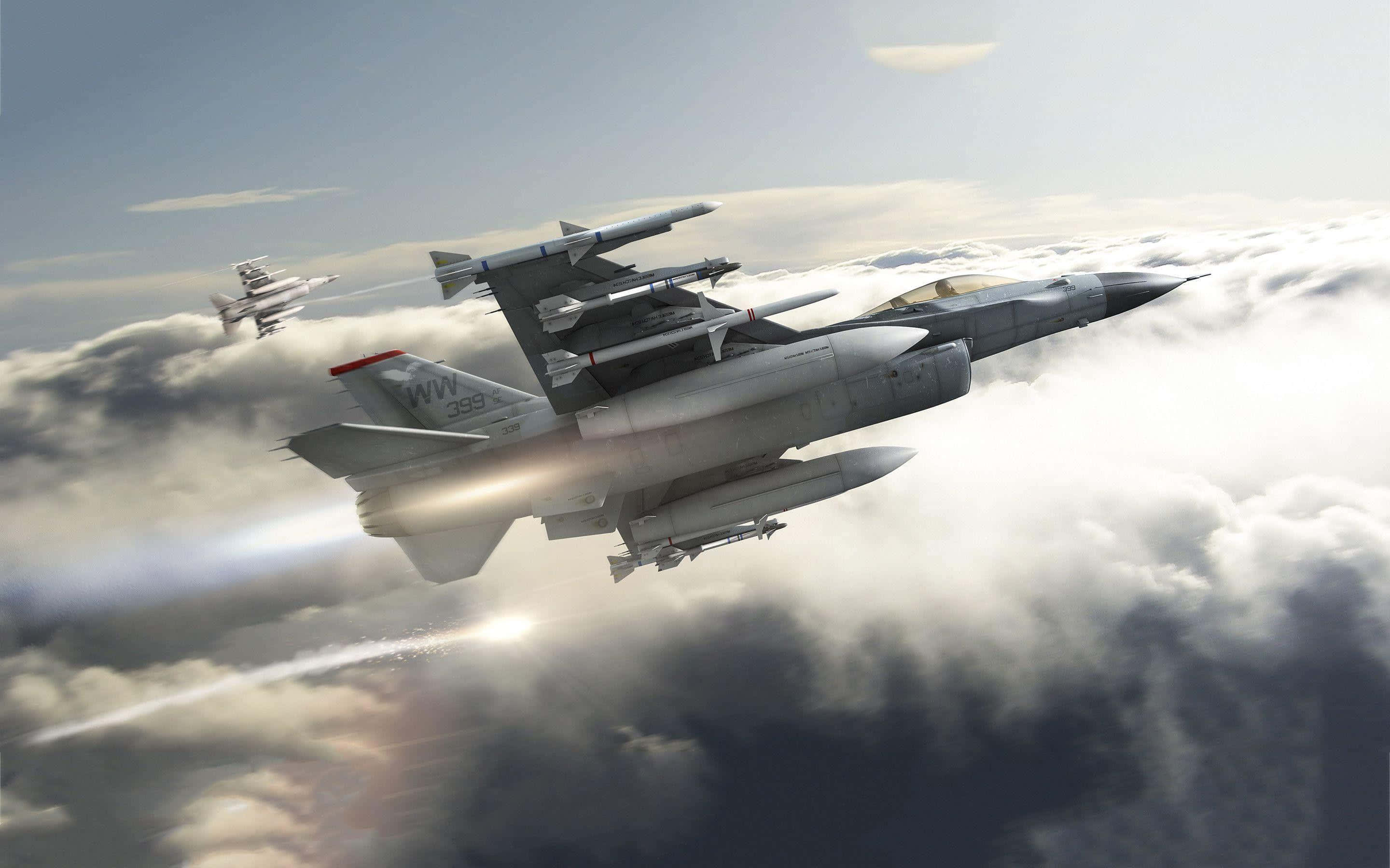 F-16, fighter jets, formation, 2K Desktop Wallpaper