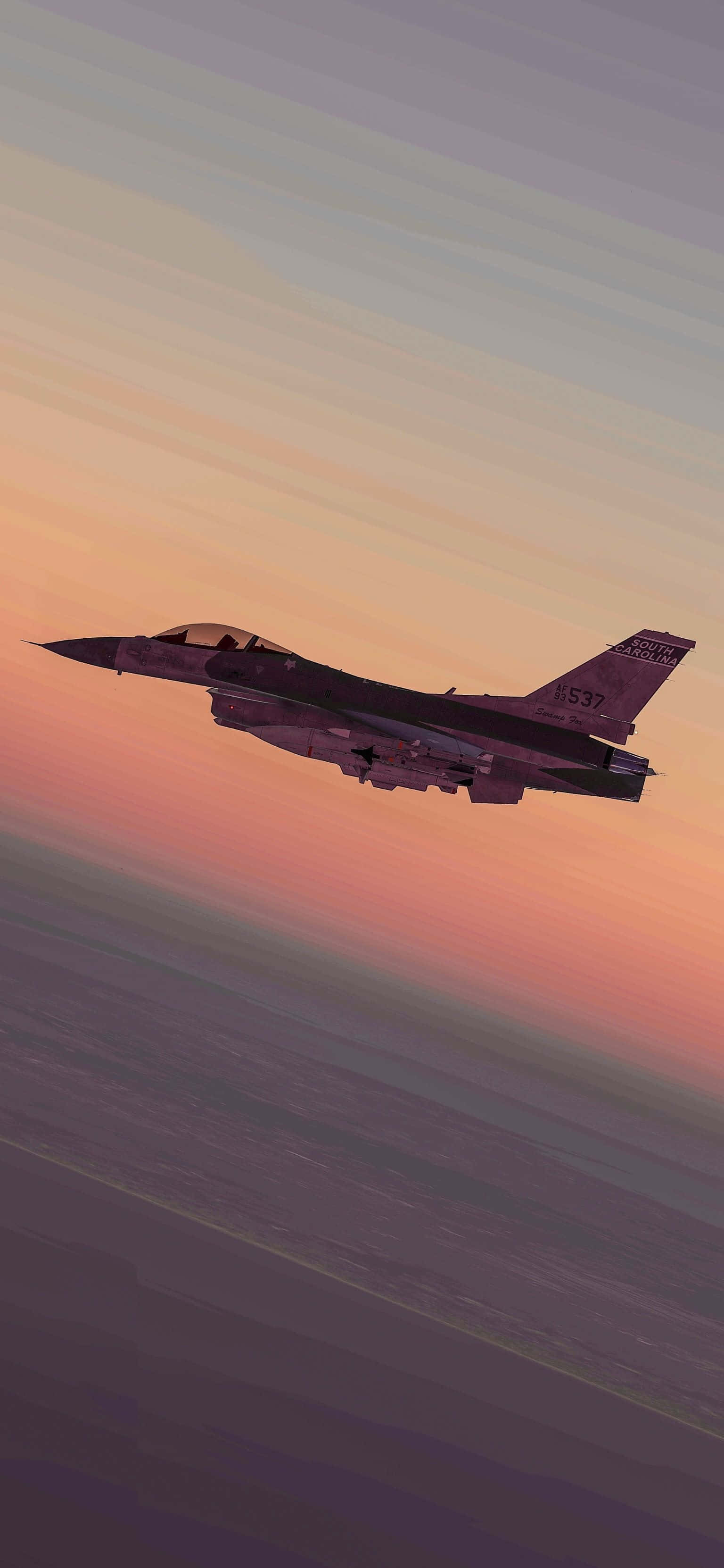 F-16, sunset, sky, 2K Phone Wallpaper