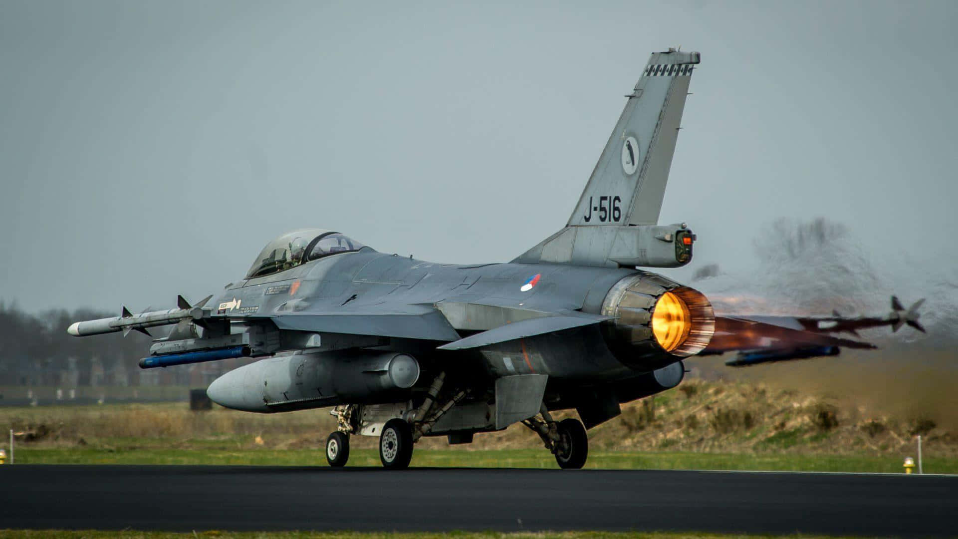 F-16, afterburner, glowing orange, Full HD Desktop Wallpaper