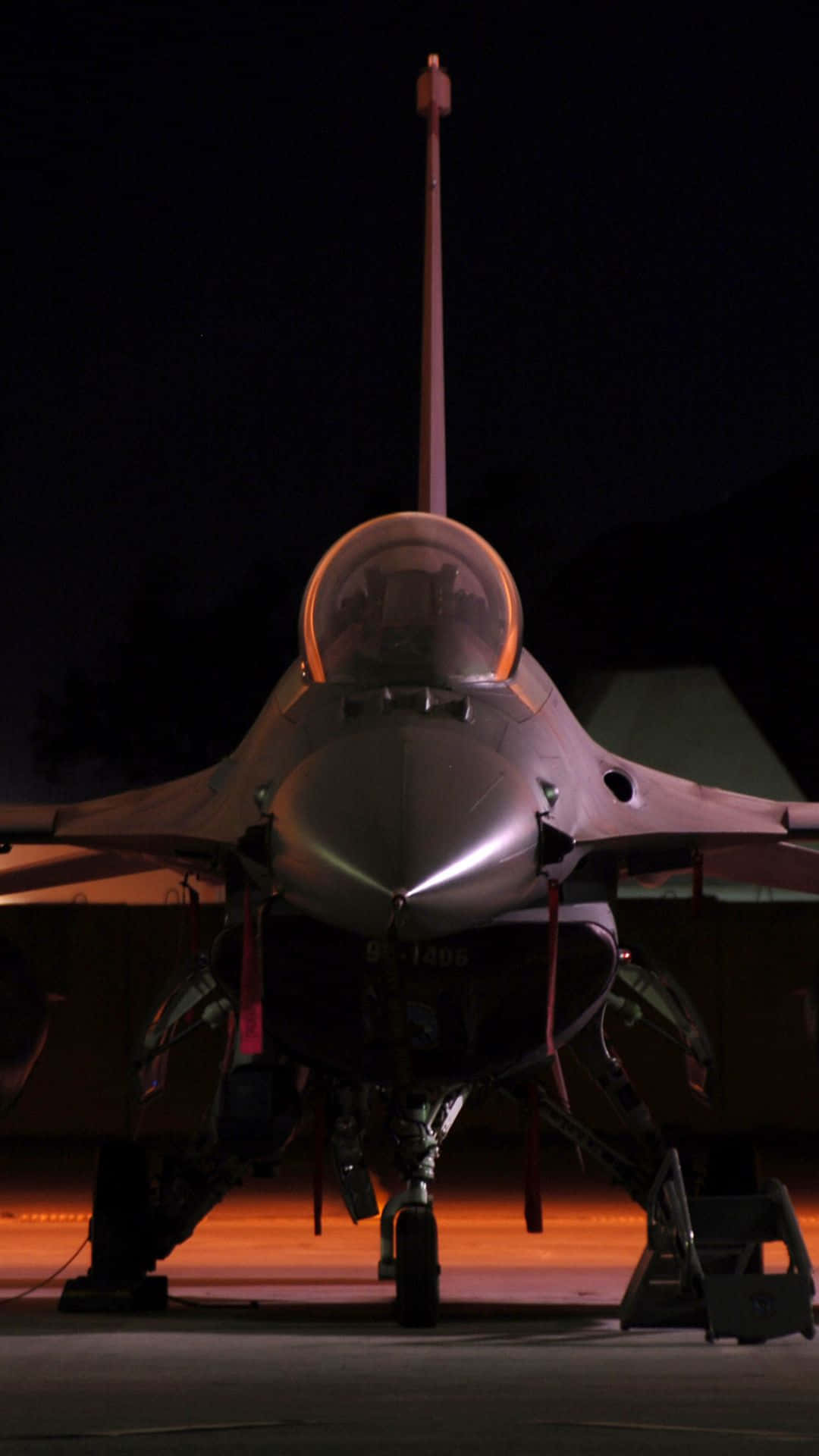 F-16, nighttime, tarmac, Full HD Phone Wallpaper