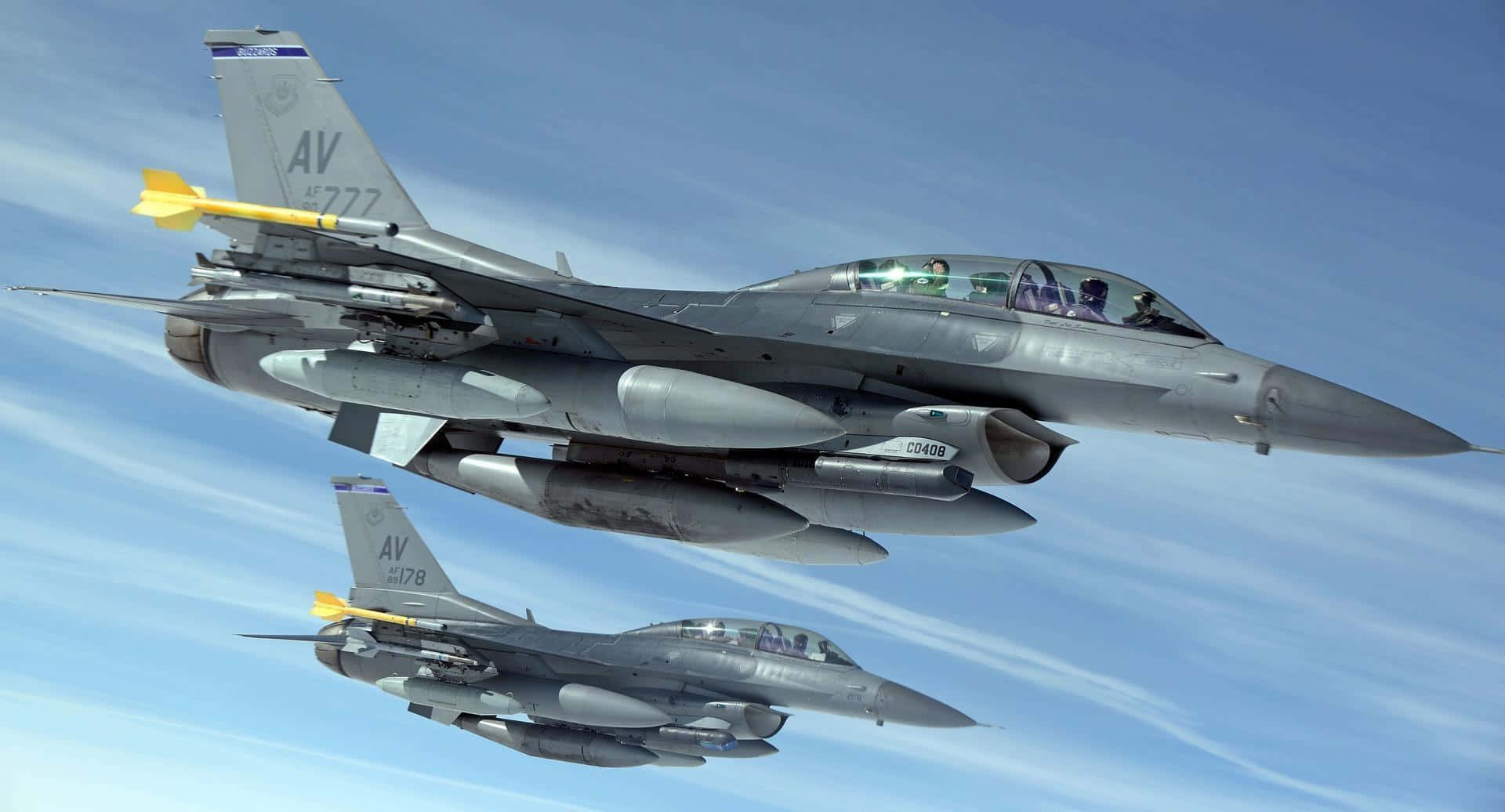 F-16, formation flight, gray, Full HD Desktop Wallpaper