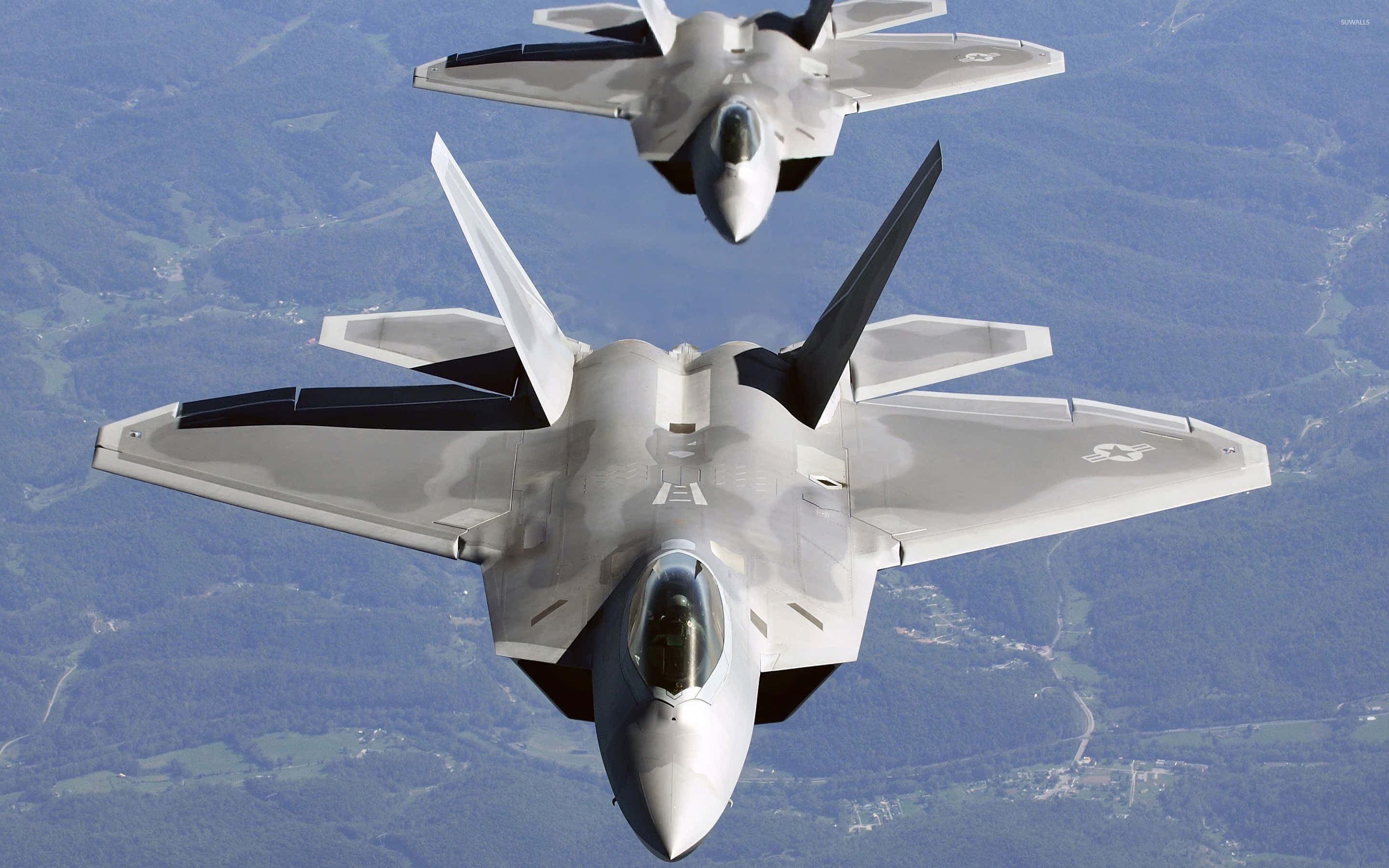 F 22 Raptor, gray, fighter jets, 2K Desktop Wallpaper
