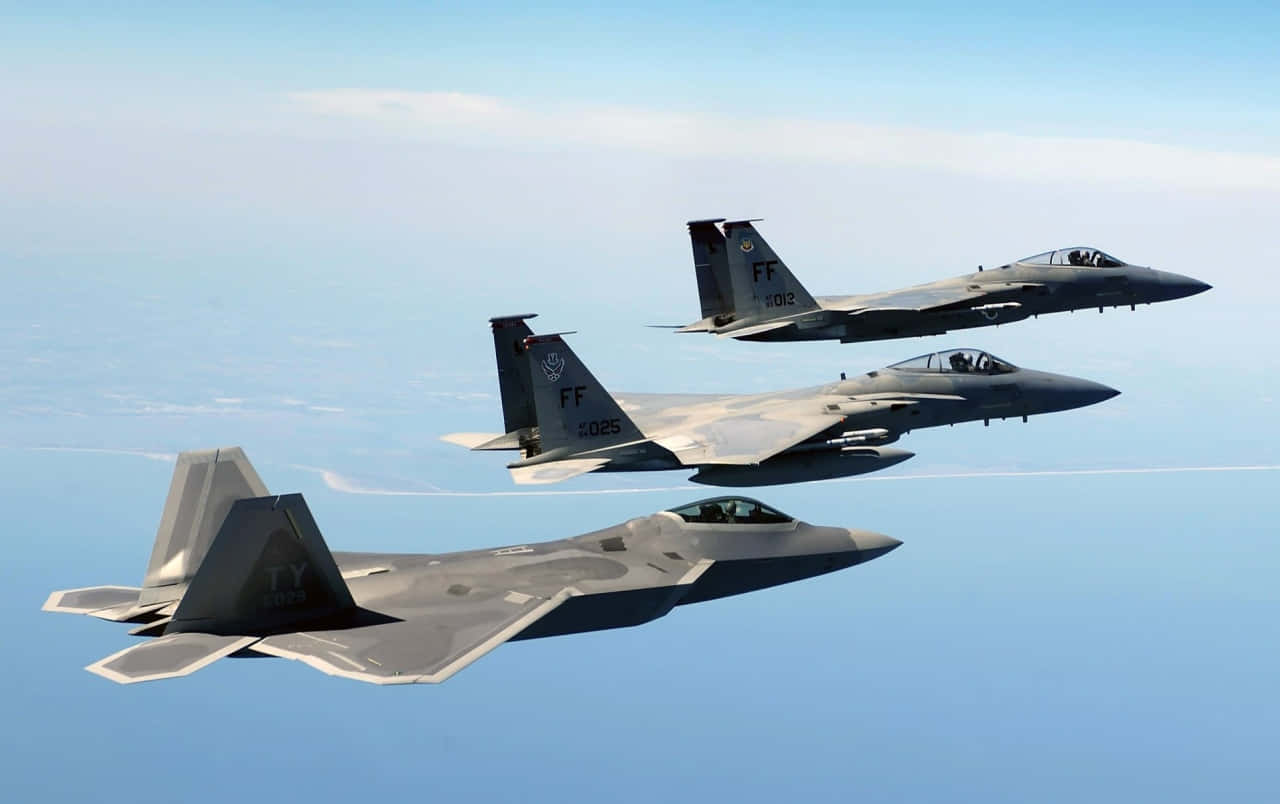 F-22 Raptor, fighter jets, clear blue sky, HD Desktop Wallpaper