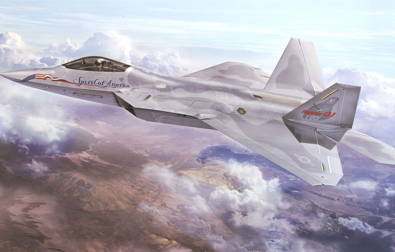 F-22 Raptor, silver, fluffy white clouds, HD Desktop Wallpaper