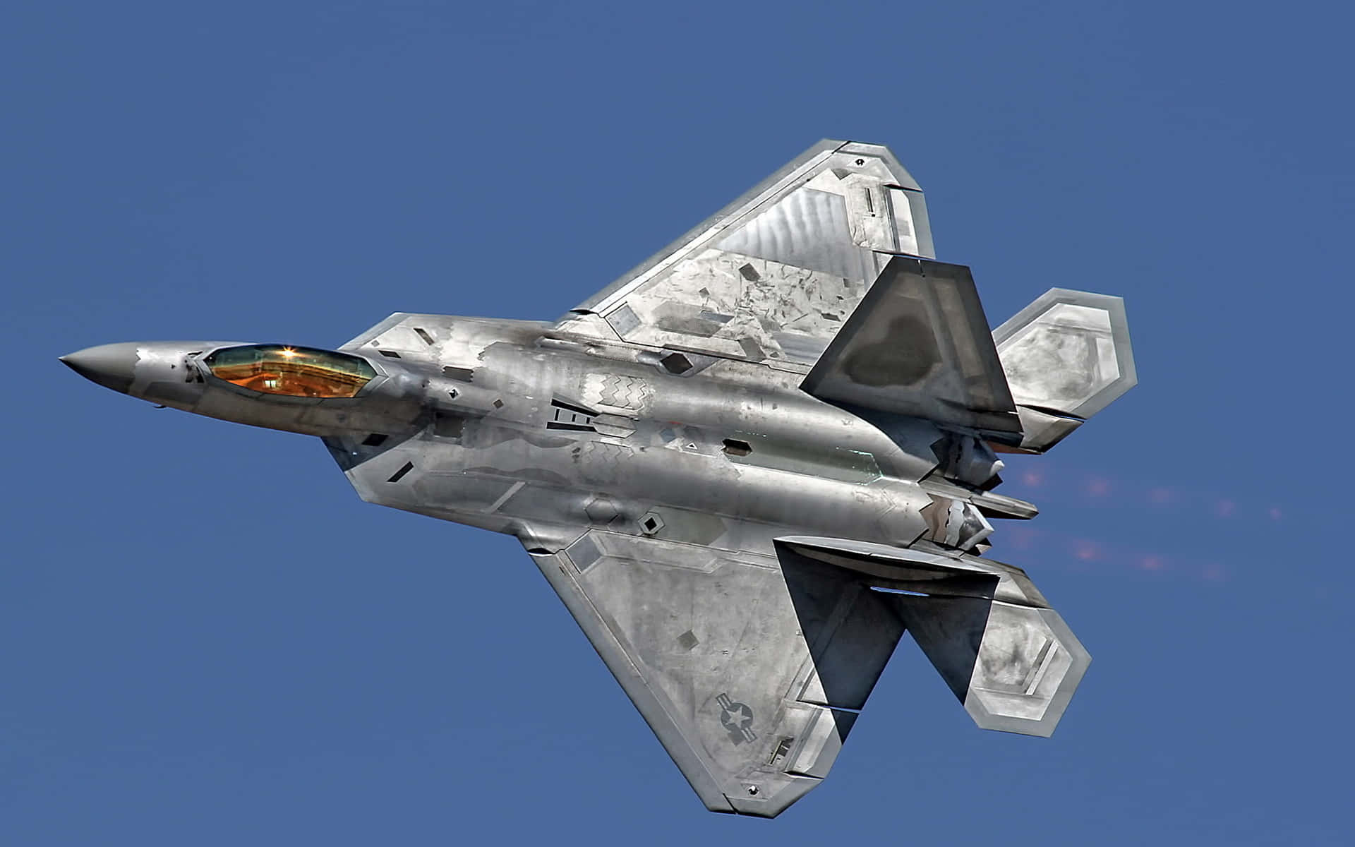 F-22 Raptor, silver, afterburner flames, Full HD Desktop Wallpaper