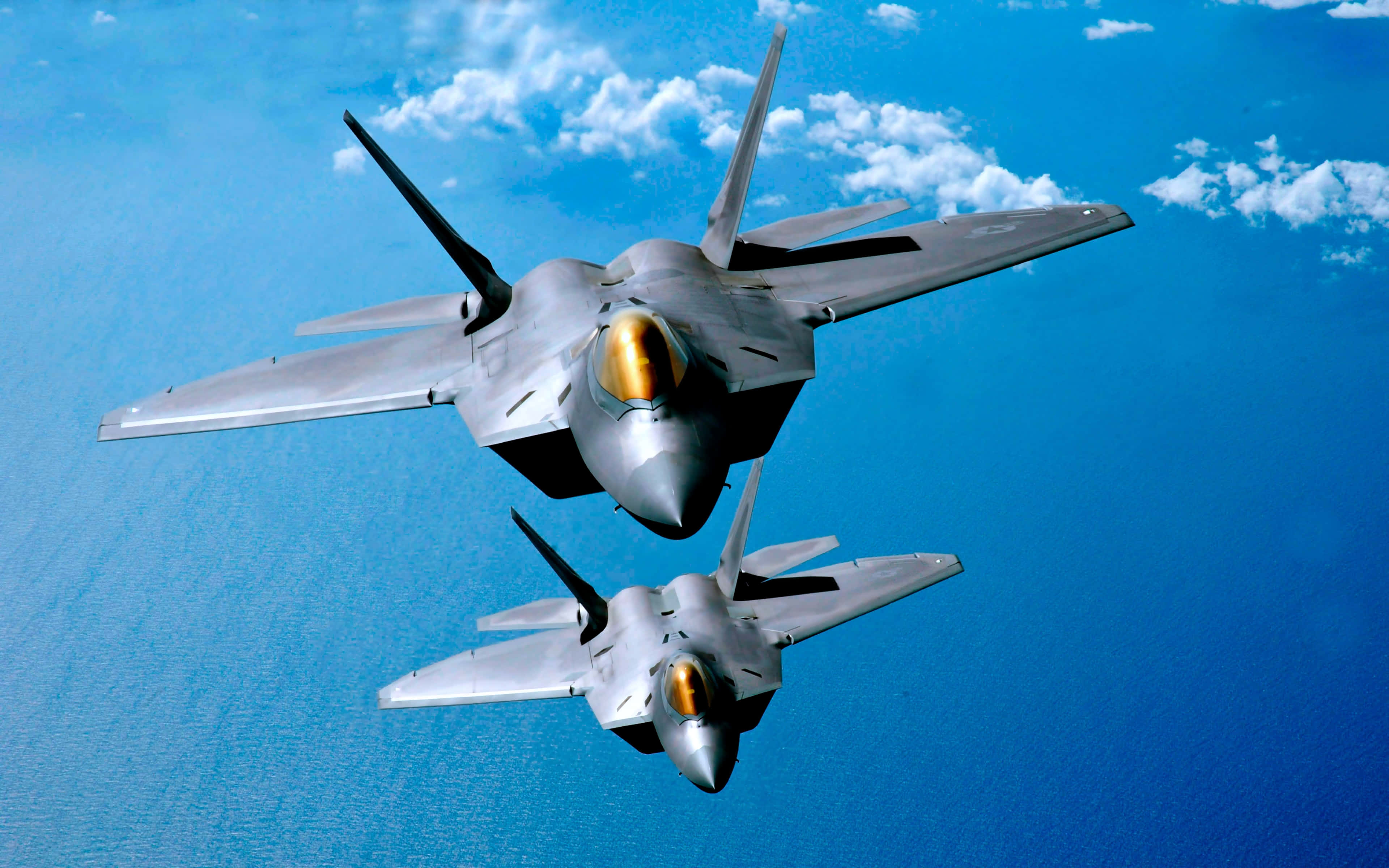 F-22 Raptor, sleek gray, fighter jets, 4K Desktop Wallpaper