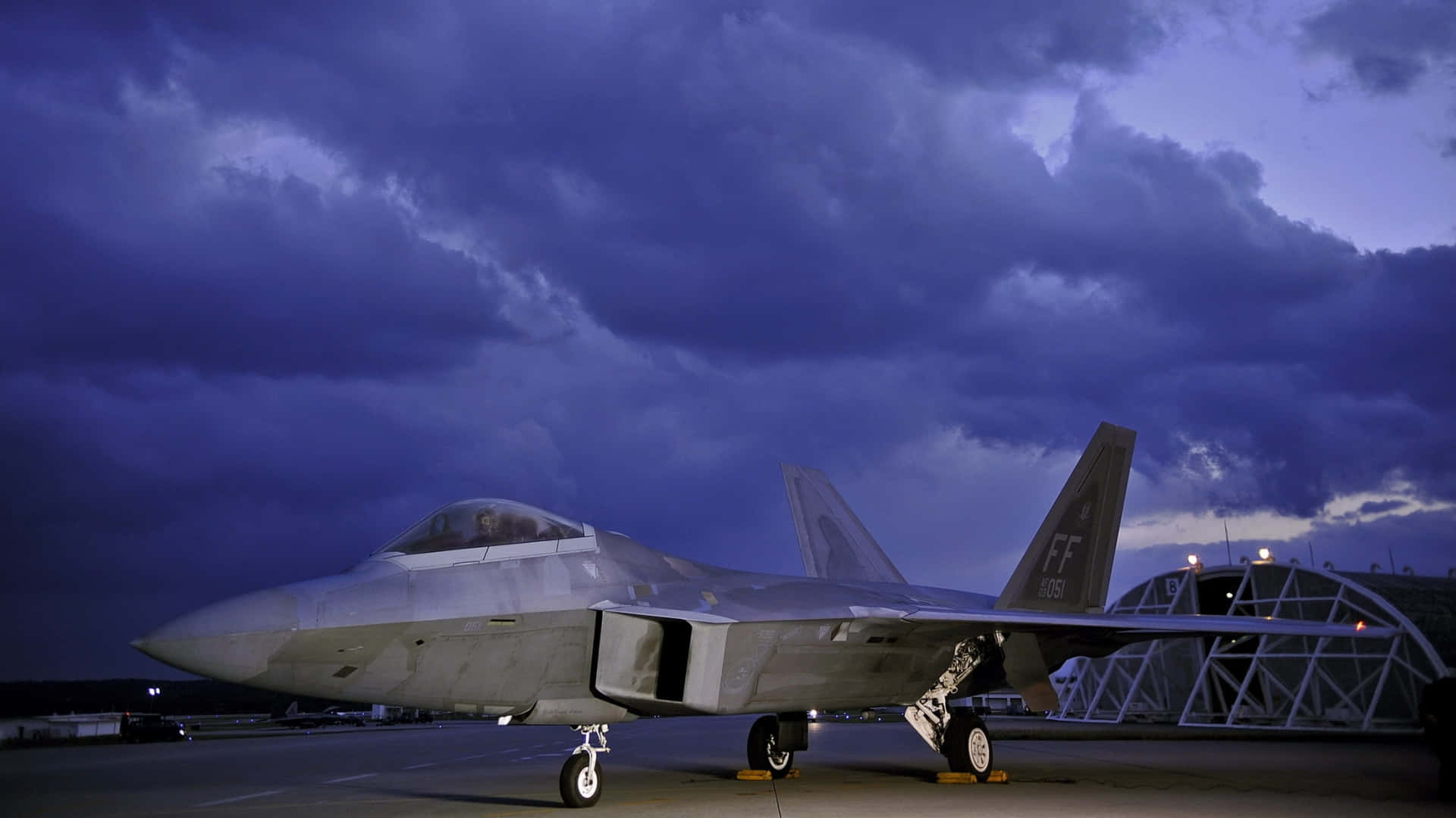 F-22 Raptor, gray, airfield tarmac, Full HD Desktop Wallpaper
