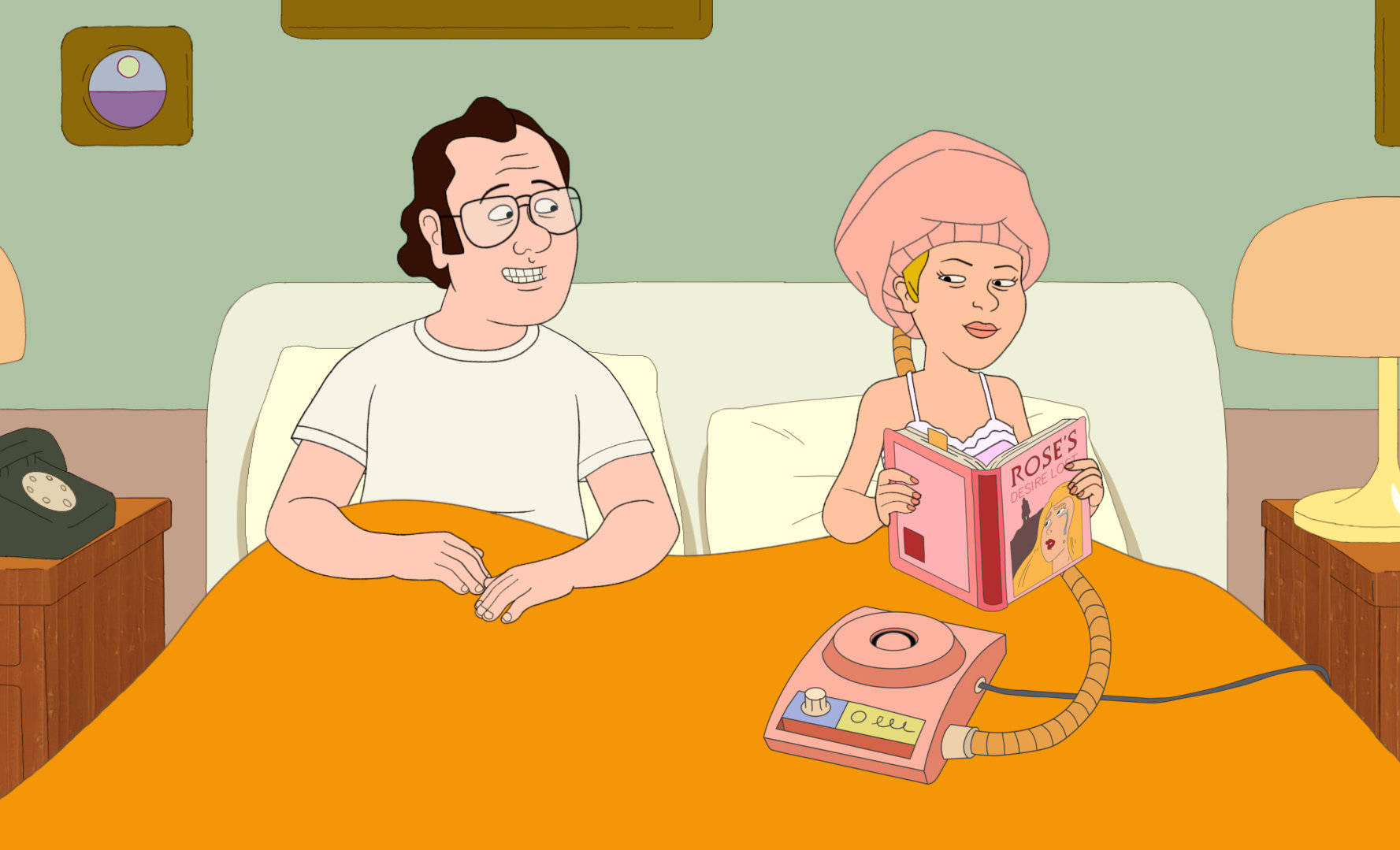 F Is For Family, cartoon couple, bed, HD Desktop Wallpaper