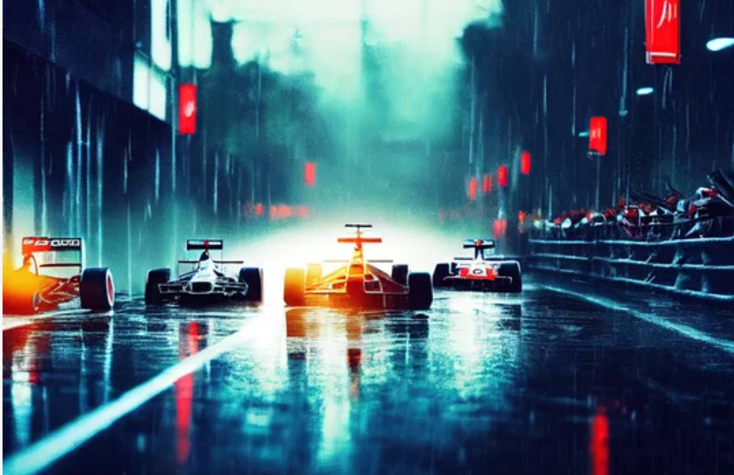 F1 4K, neon-lit, rain-soaked urban tunnel, HD Desktop Wallpaper