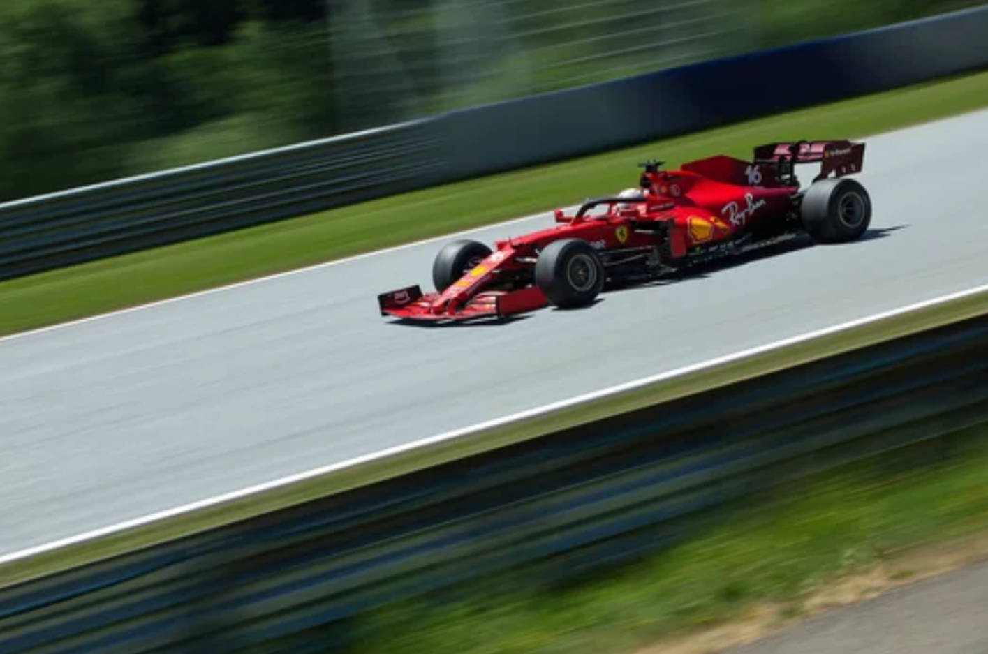 red Ferrari Formula 1 car, racetrack, motion blur, HD Desktop Wallpaper