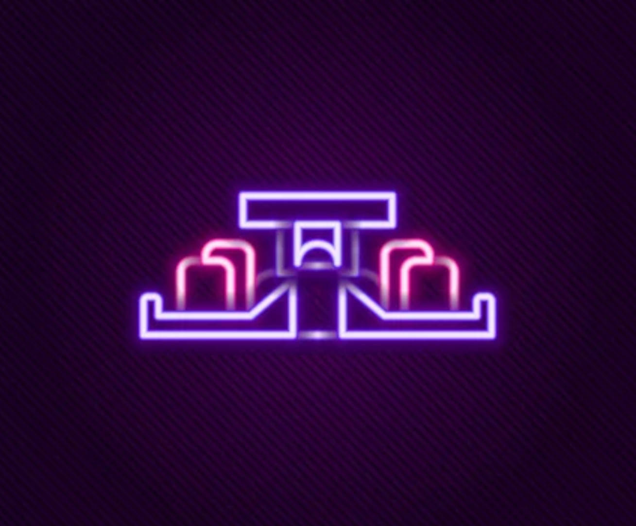 Neon pink, Purple glowing outline, Racing car podium, HD Desktop Wallpaper
