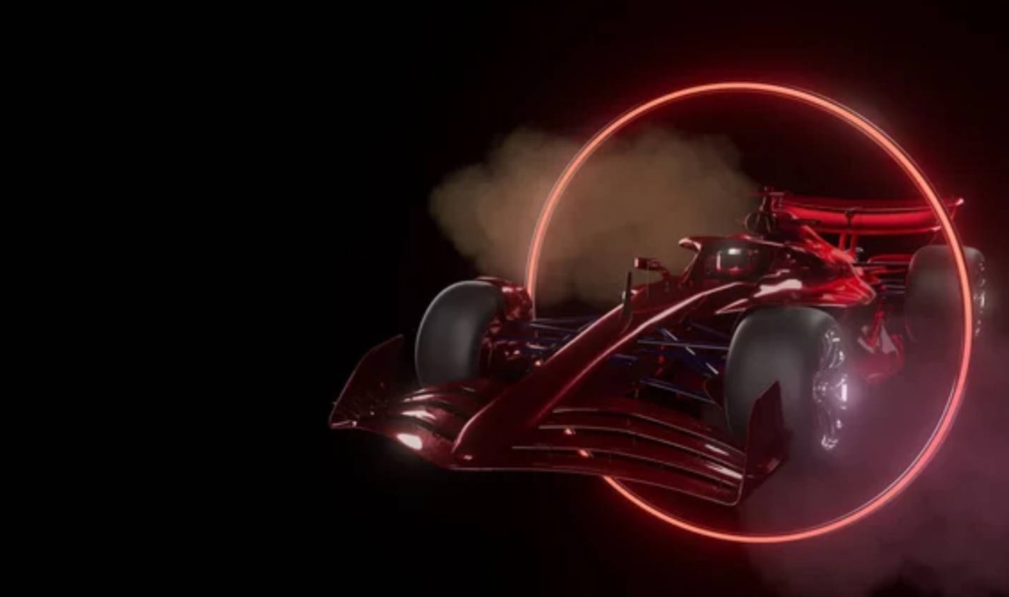 F1, red race car, neon halo, HD Desktop Wallpaper