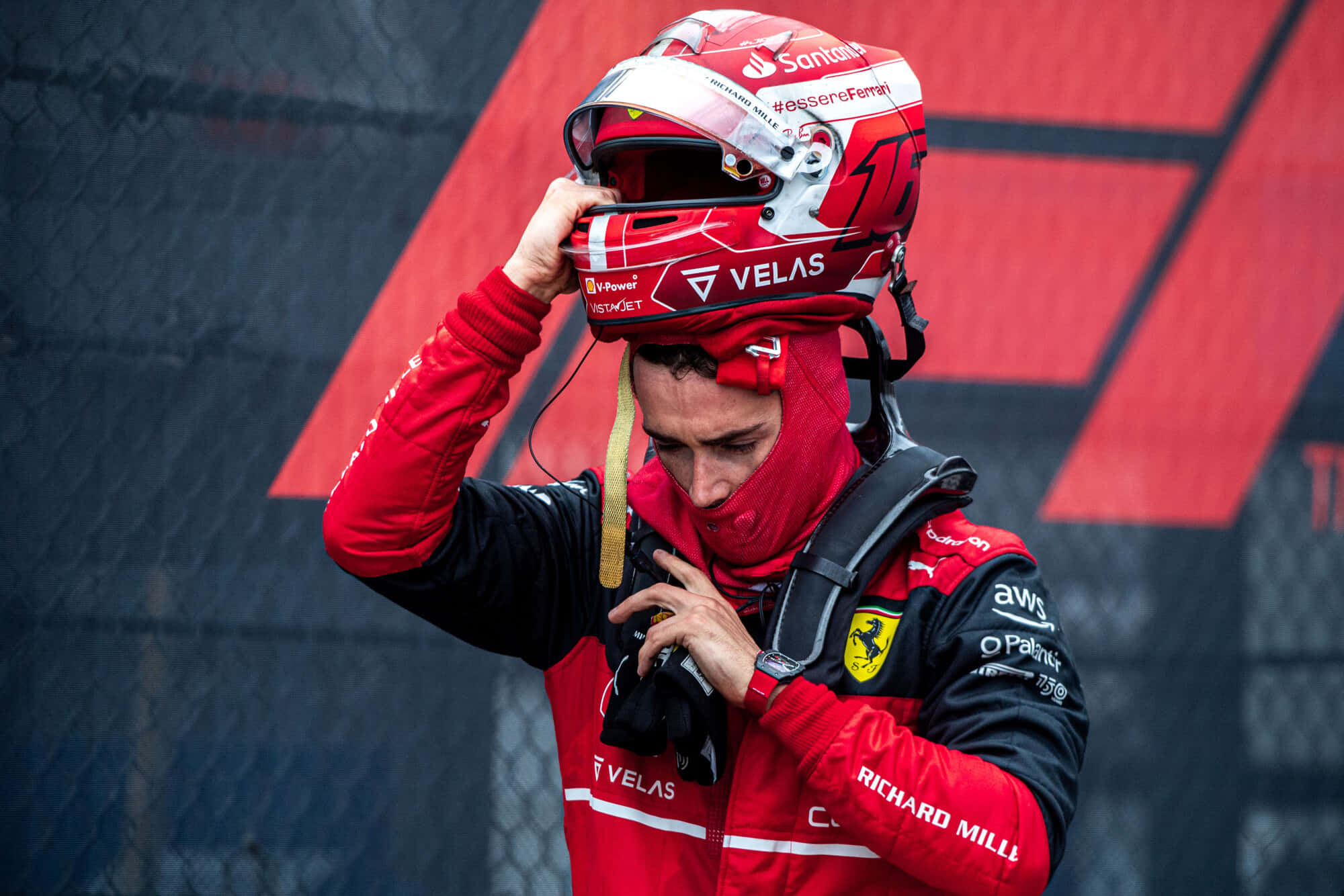 F1 Bahrain, red Ferrari gear, red helmet, Full HD Desktop Wallpaper