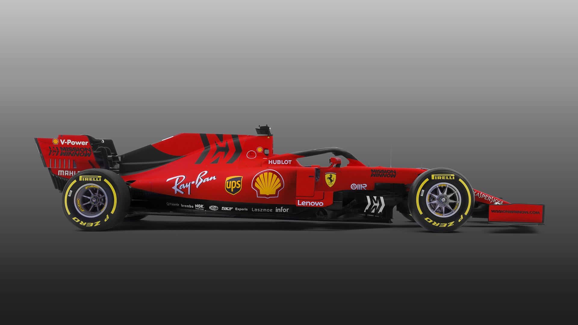 F1 Game, red Ferrari Formula 1 race car, black accents, Full HD Desktop Wallpaper