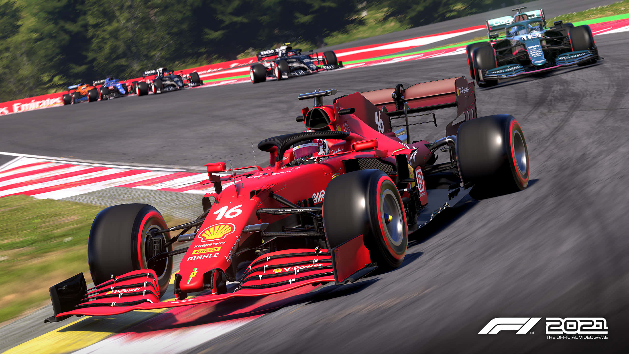 F1 Game, red Ferrari Formula 1 car, number 16, 2K Desktop Wallpaper
