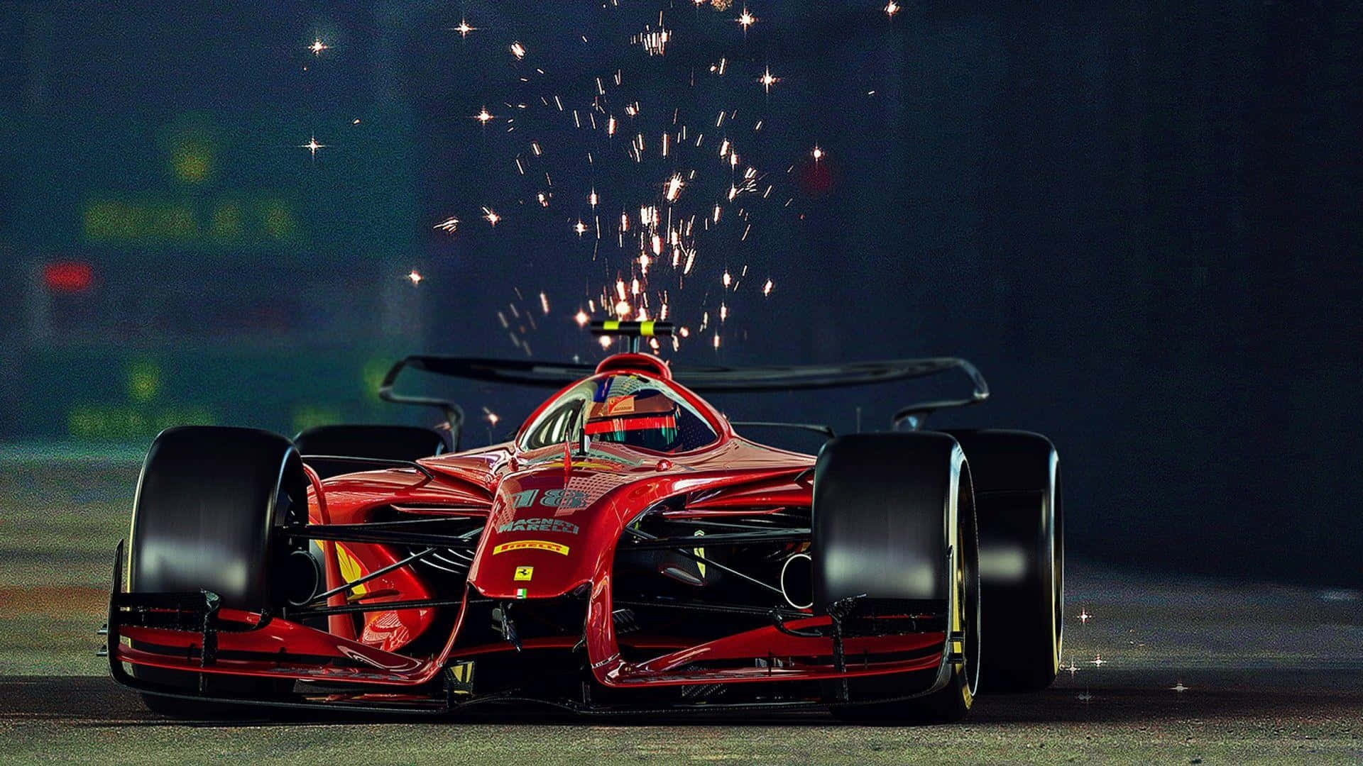 F1 Game, red Formula 1 car, sparks flying, Full HD Desktop Wallpaper