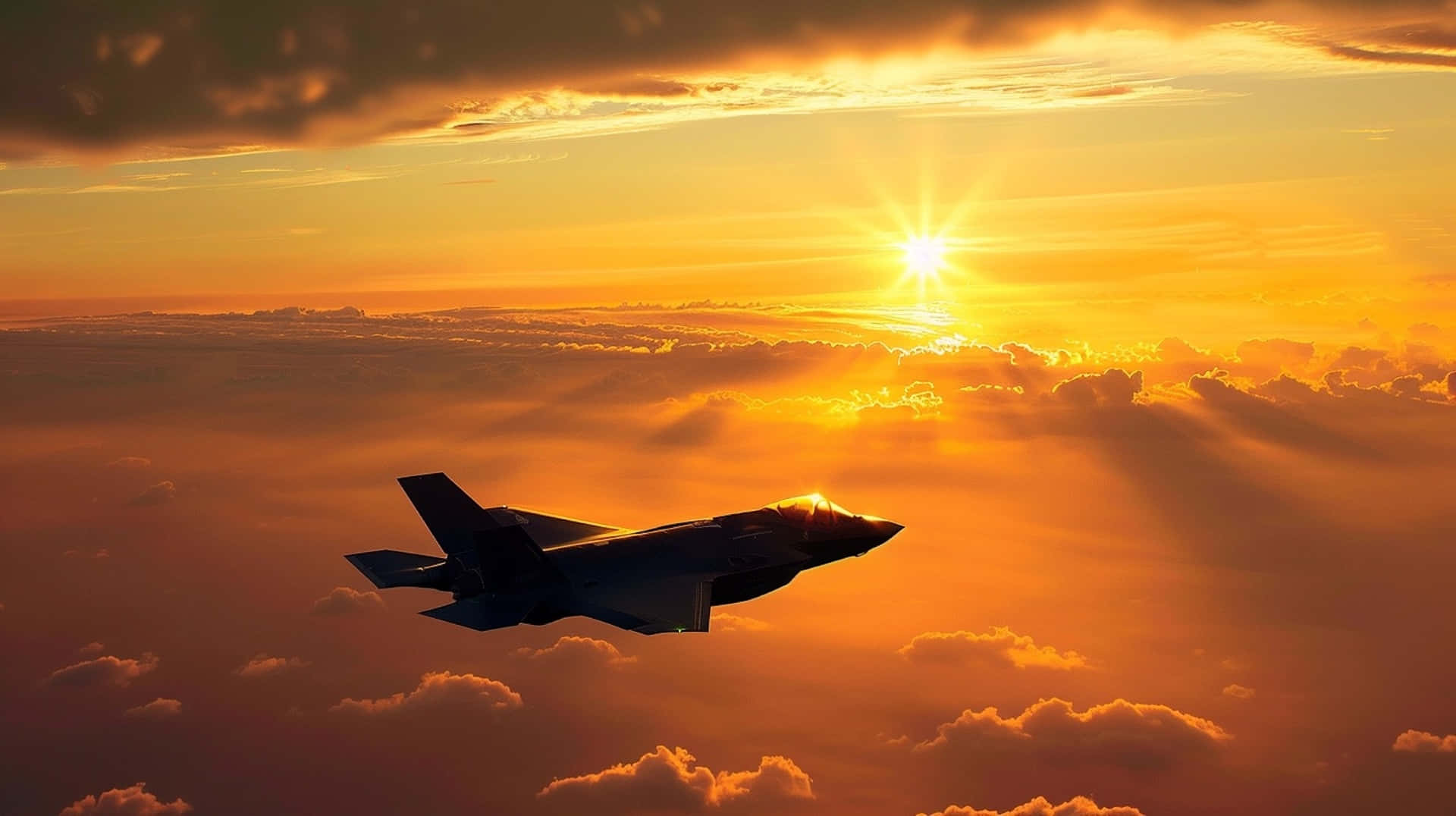 F35, jet, sunset, Full HD Desktop Wallpaper