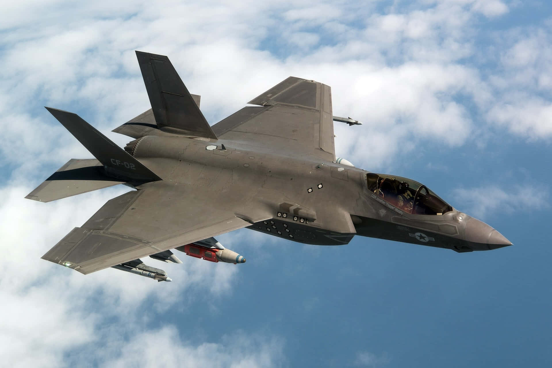 F-35, gray, bright blue sky, Full HD Desktop Wallpaper
