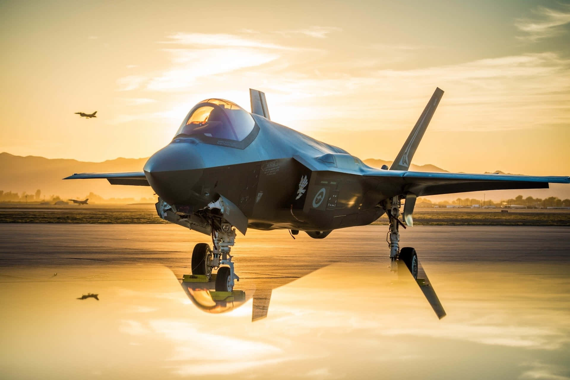 F35, jet, sunset, Full HD Desktop Wallpaper