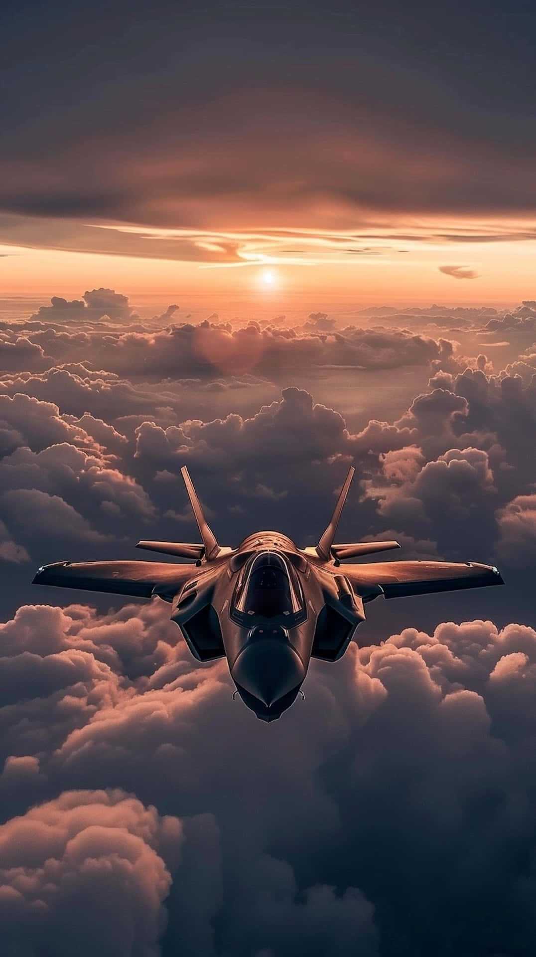 F35, jet, sunset, Full HD Phone Wallpaper