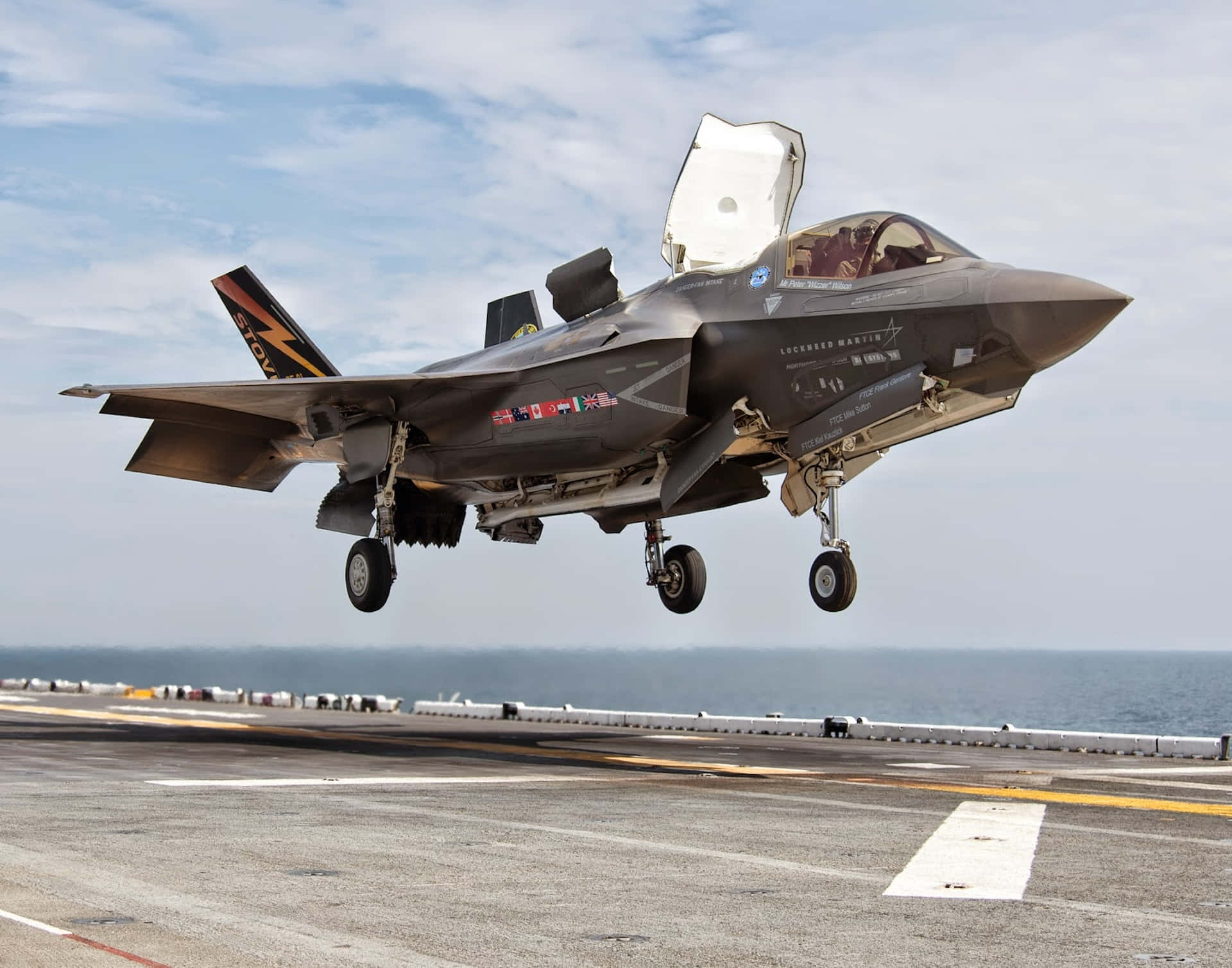 F-35, aircraft carrier, ocean, Full HD Desktop Wallpaper