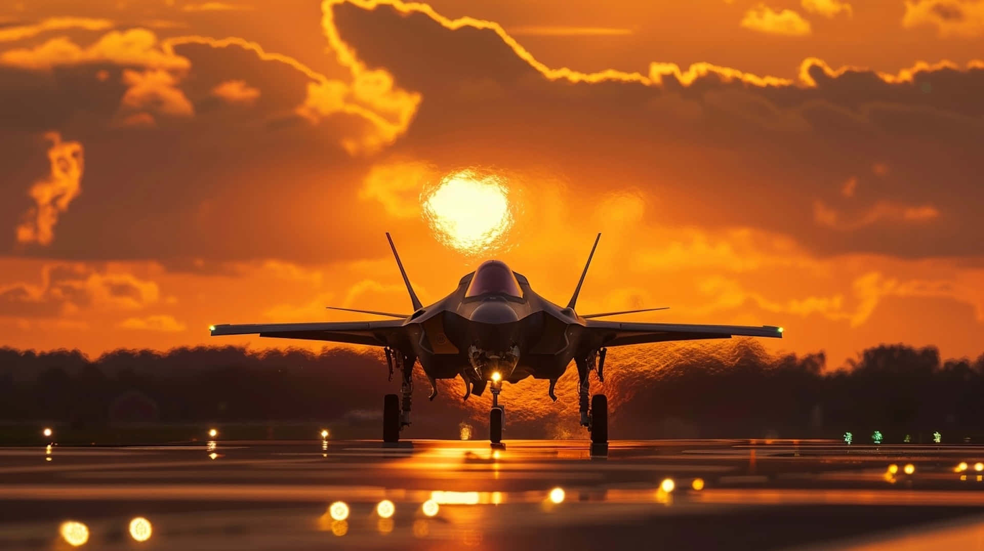 F35, jet, sunset, Full HD Desktop Wallpaper