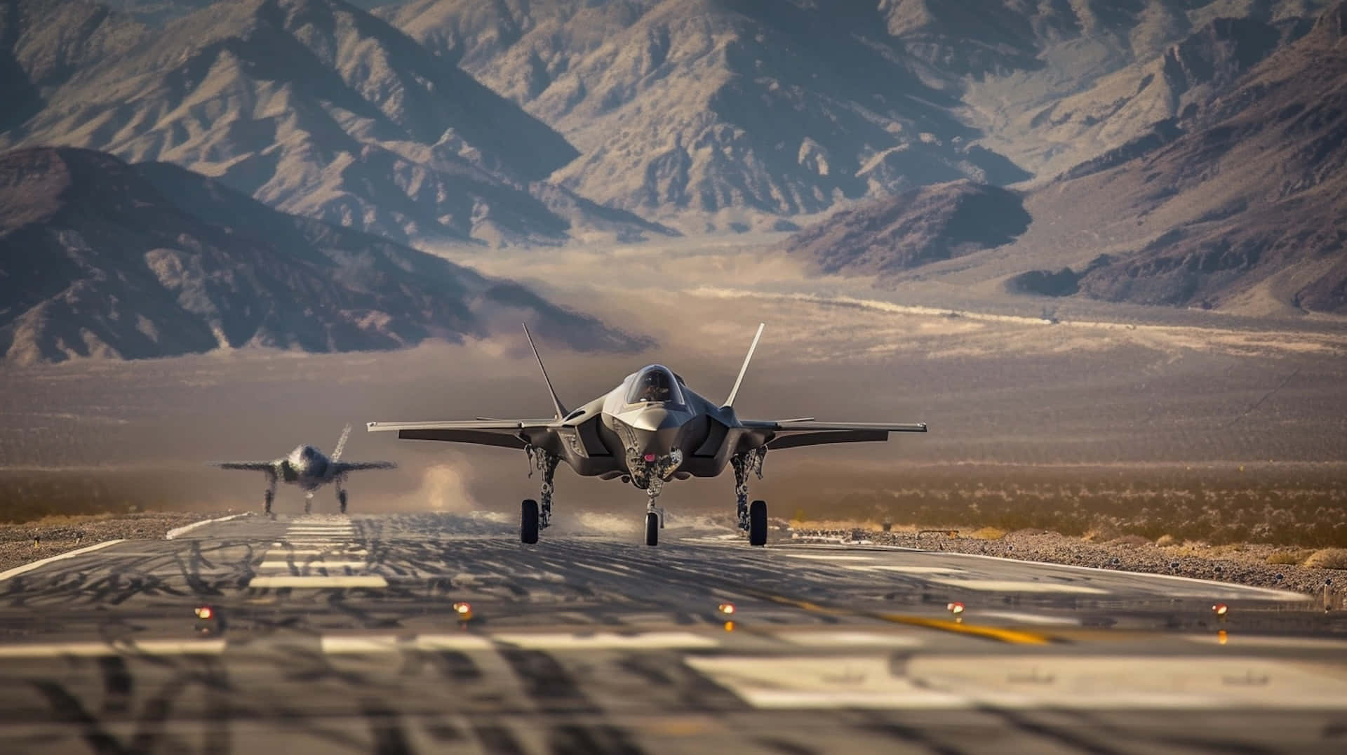 F35, jets, desert runway, Full HD Desktop Wallpaper