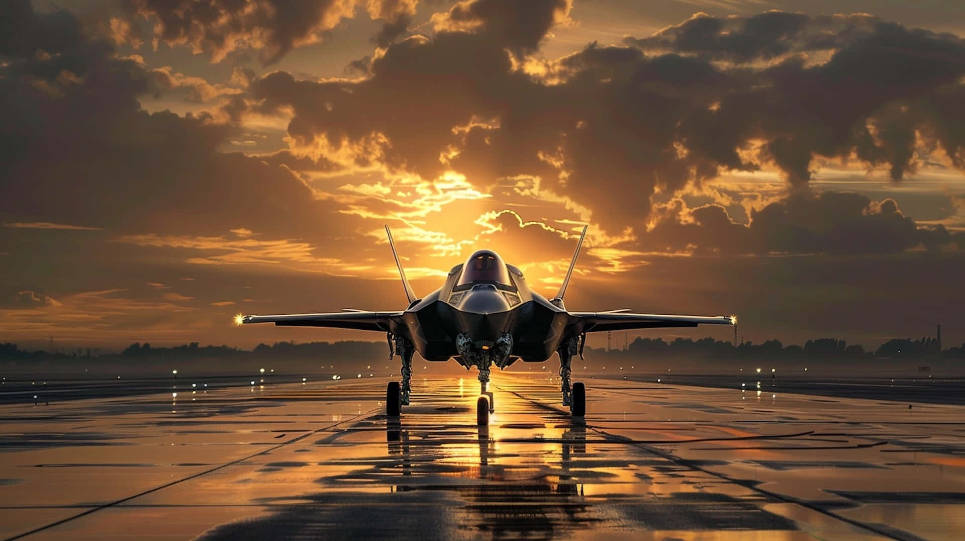 F35, jet, sunset, Full HD Desktop Wallpaper