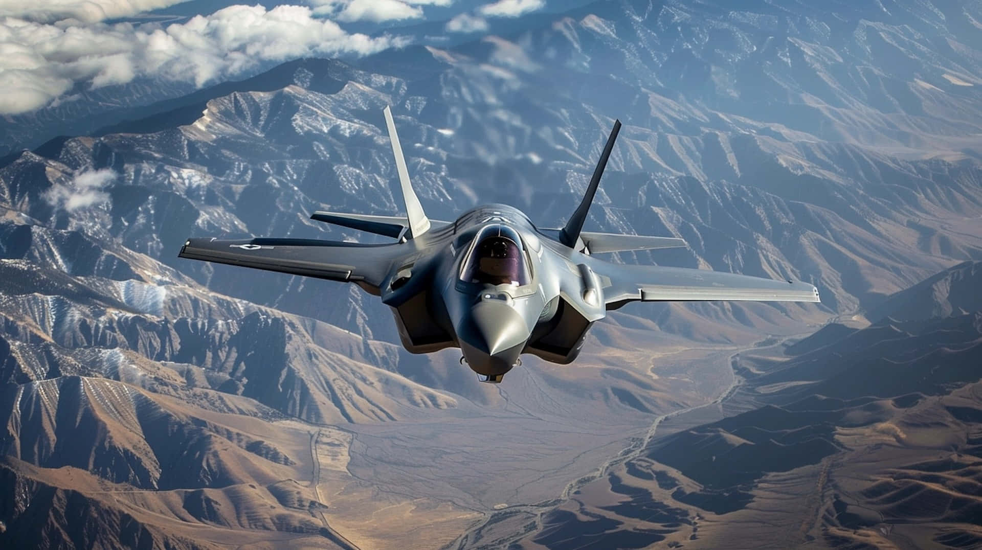 F35, jet, mountainous terrain, Full HD Desktop Wallpaper