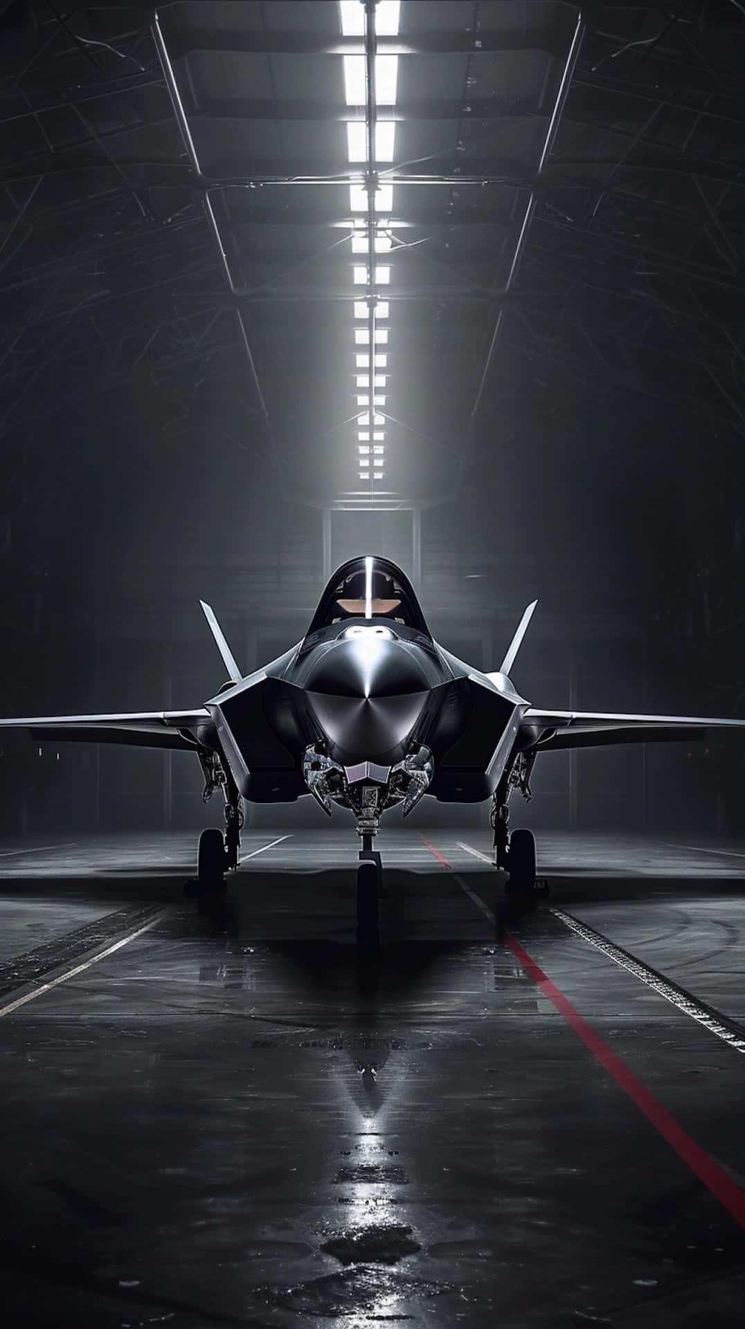 F35, hangar, fighter jet, Full HD Phone Wallpaper
