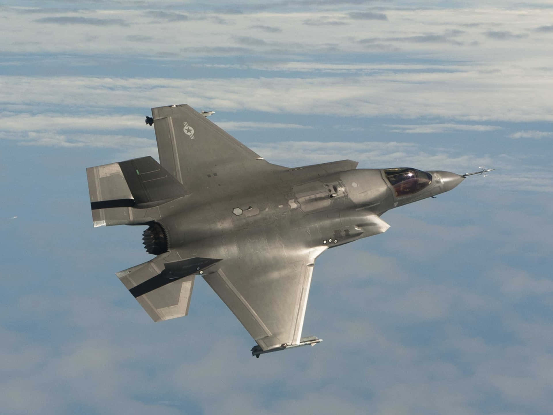 F35, jet, partly cloudy blue sky, Full HD Desktop Wallpaper