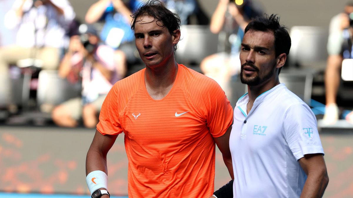 Fabio Fognini, tennis match, orange shirt, SD Desktop Wallpaper