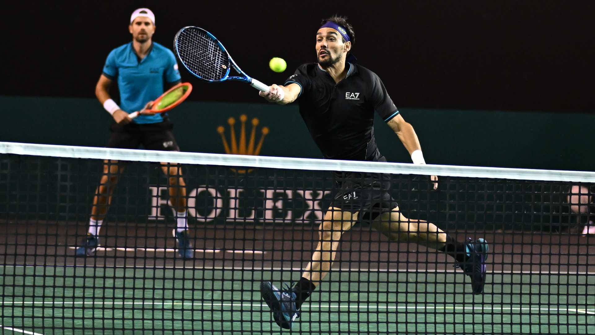 Fabio Fognini, tennis player, night match, Full HD Desktop Wallpaper