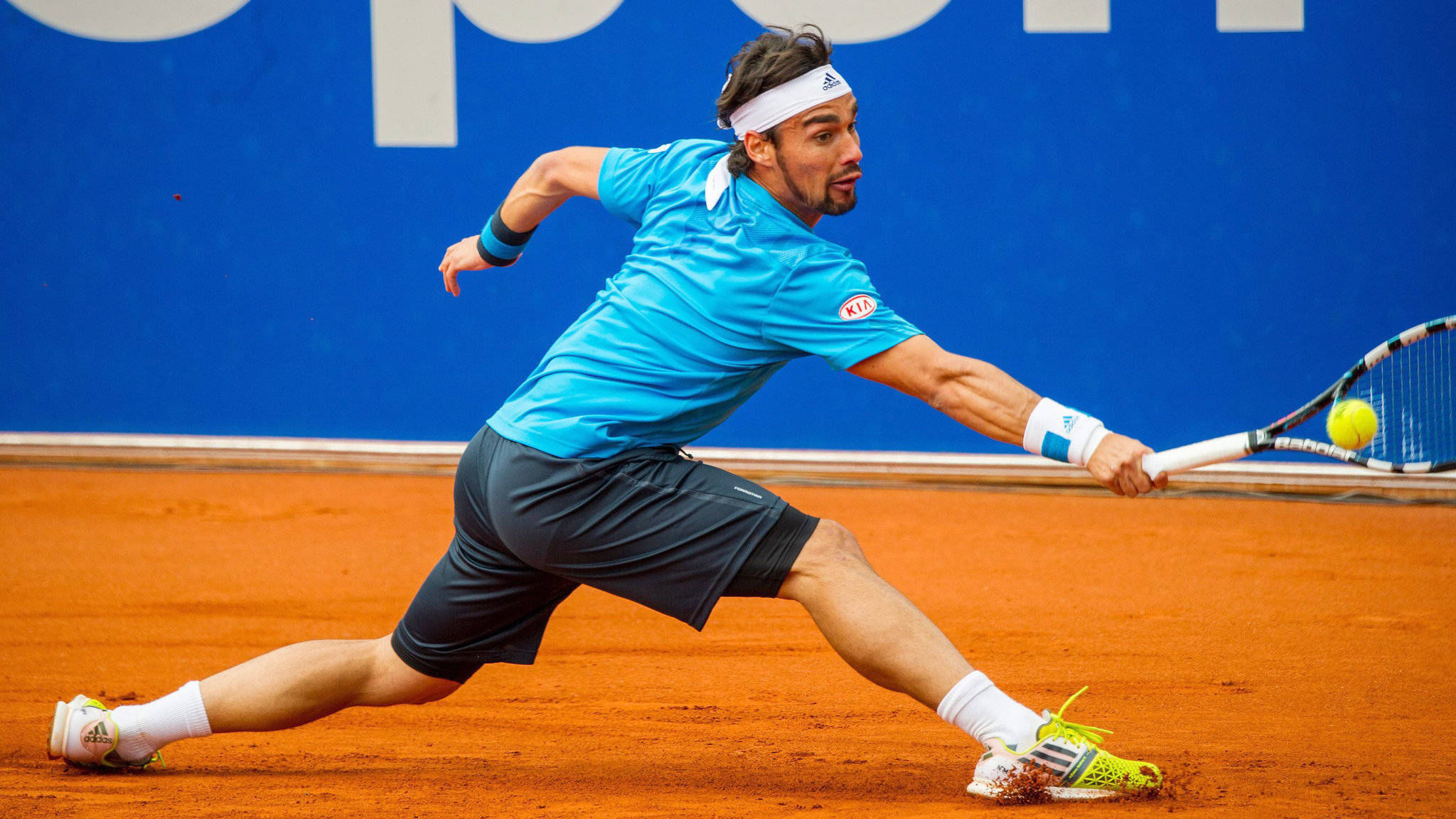 Fabio Fognini, clay court, forehand, Full HD Desktop Wallpaper