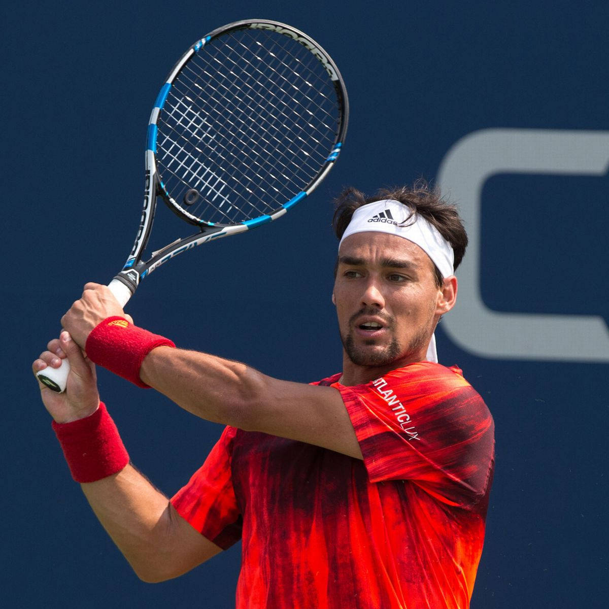 Fabio Fognini, red shirt, white headband, SD Desktop Wallpaper