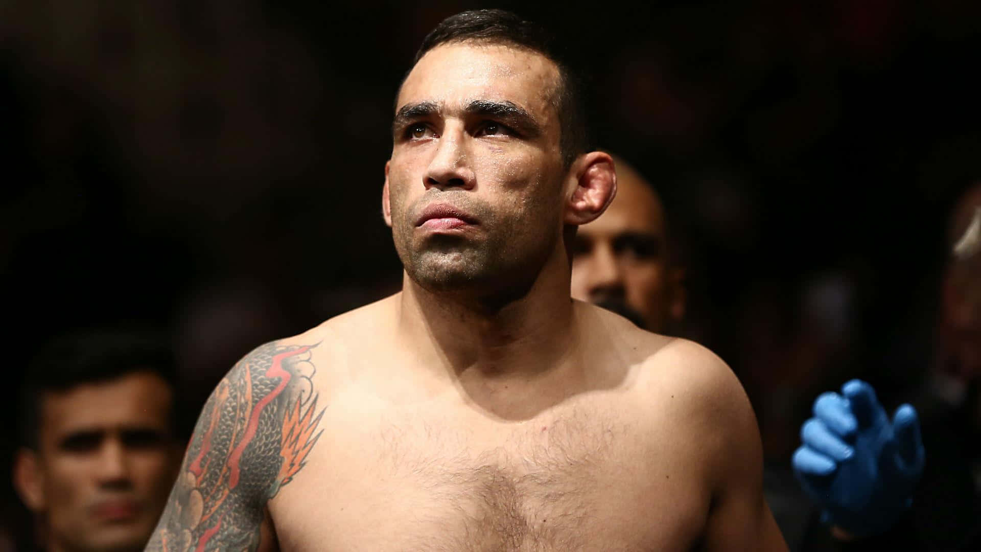 Fabricio Werdum, dragon tattoo, dimly lit arena, Full HD Desktop Wallpaper