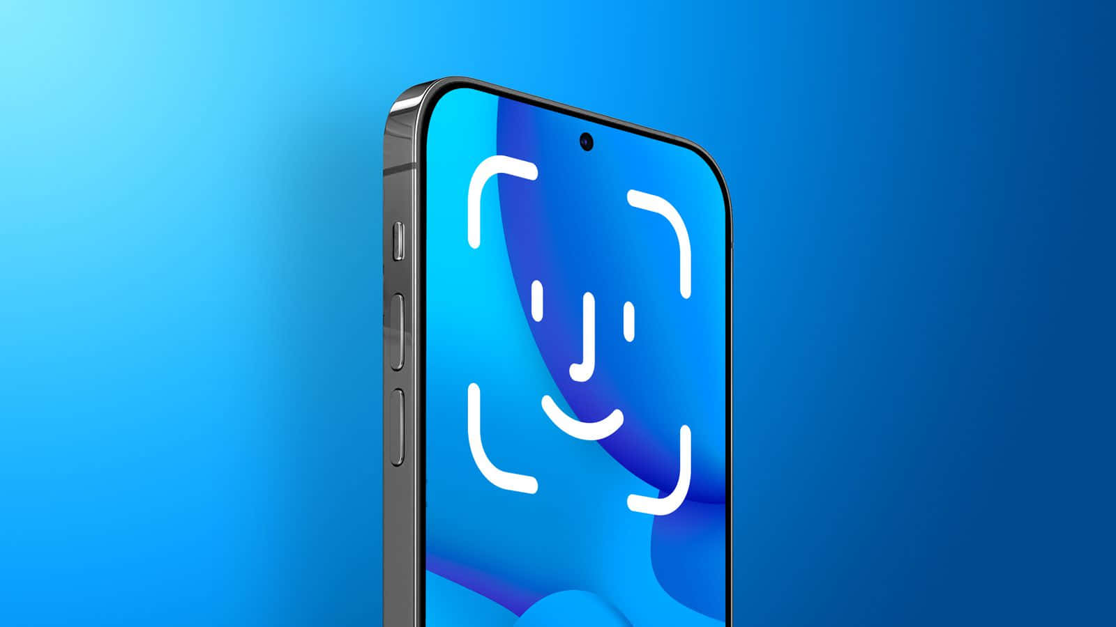 Face ID, sleek smartphone, white scanning frame, HD Desktop Wallpaper