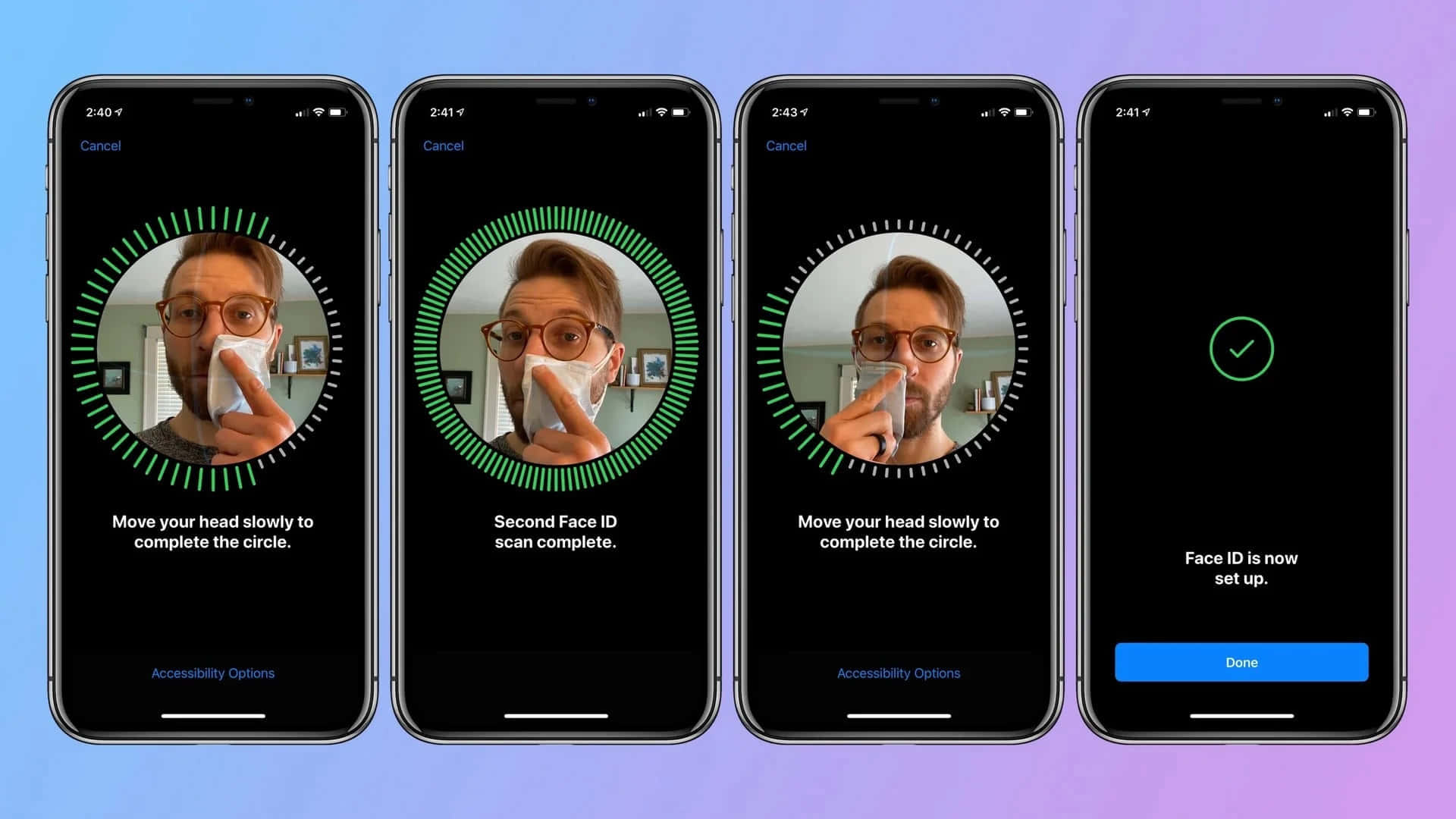 Face ID, iPhone, green circle, Full HD Desktop Wallpaper