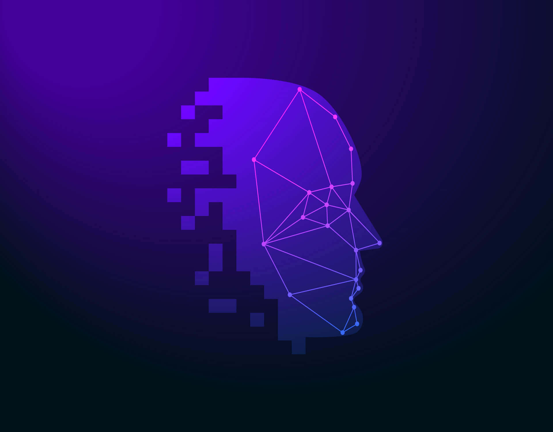 face recognition, pixelated, geometric wireframe, Full HD Desktop Wallpaper